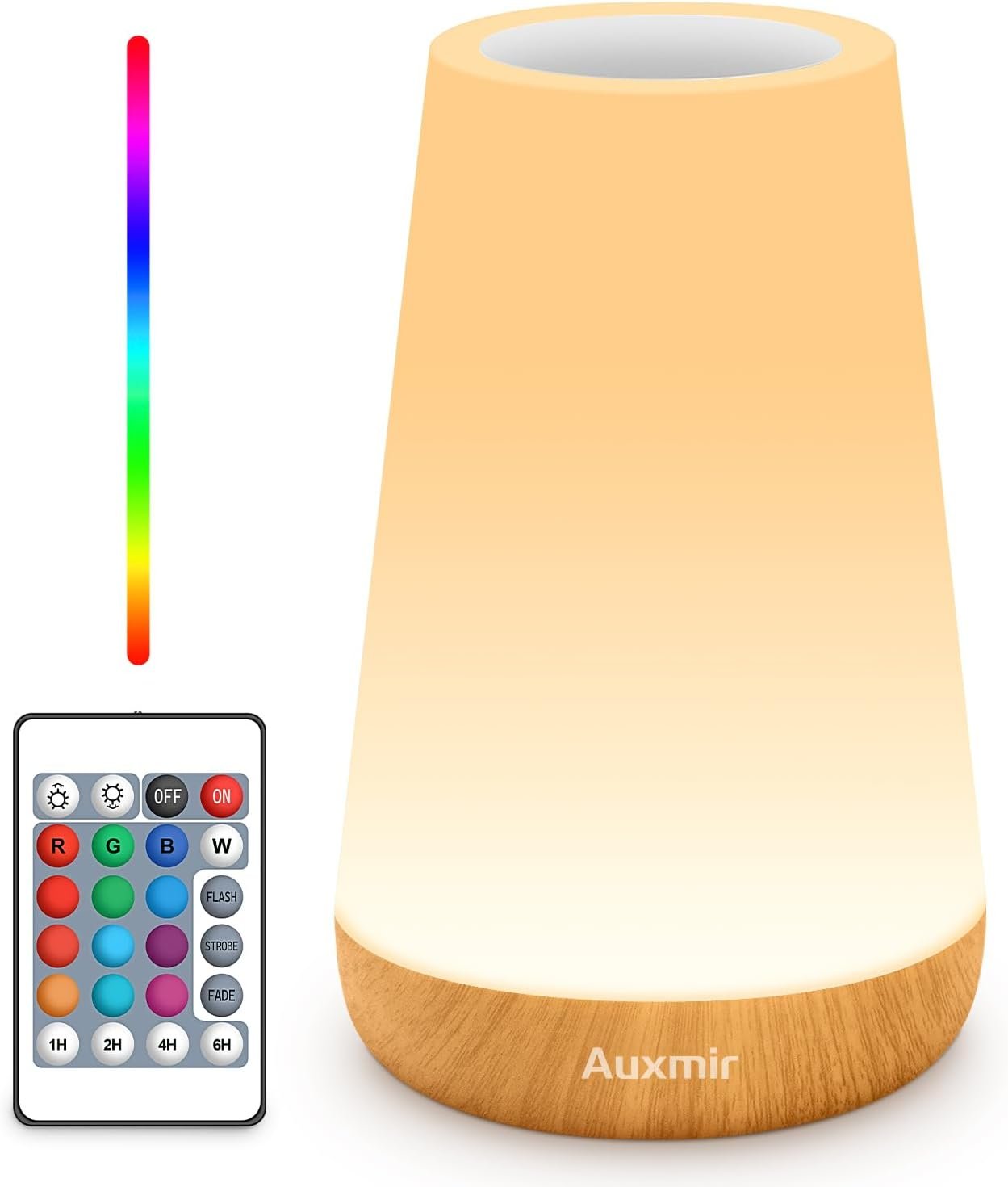 Auxmir Rechargeable LED Night Light, Touch & Remote Control Bedside Lamp with 13 Colors, 5 Brightness Levels, Portable Table Lamp for Kids Baby Nursery, Bedroom, Bathroom, Camping, Light Brown