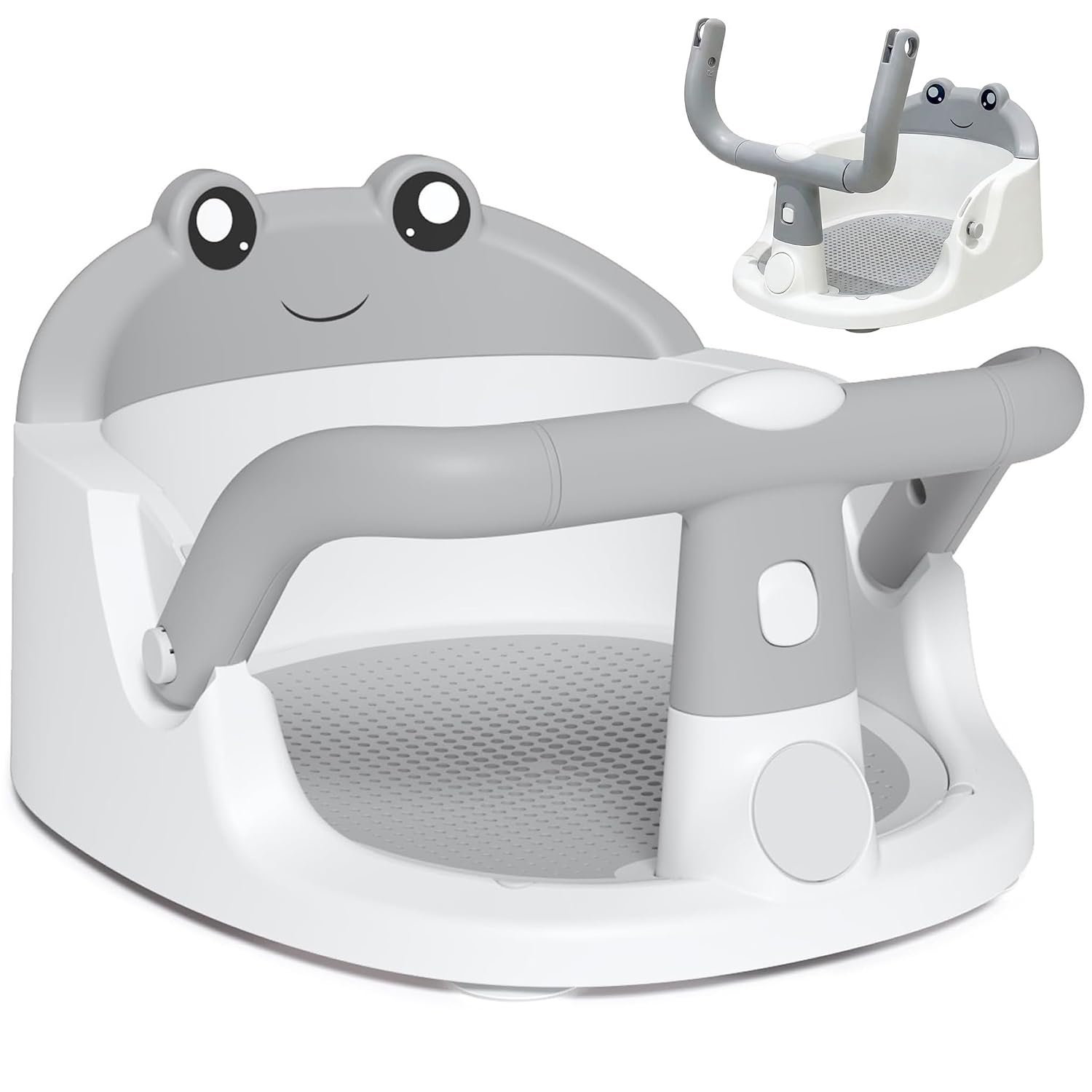 Baby Bath Seat for Babies 6 Months & Up, Non-Slip Toddler Bath Seat with Suction Cup, Safe and Comfortable Portable Infant Bathtub Chair for Bathroom, Bathtub Tub Sitting Up, Easy to Clean (Grey)