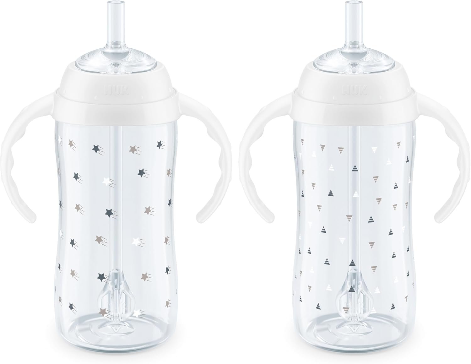 NUK Learner Straw Cup, 10oz, 2-Pack – Toddler Sippy Cup with Soft Straw for Easy Drinking, Suitable for Ages 8 Months and Up, Timeless Collection