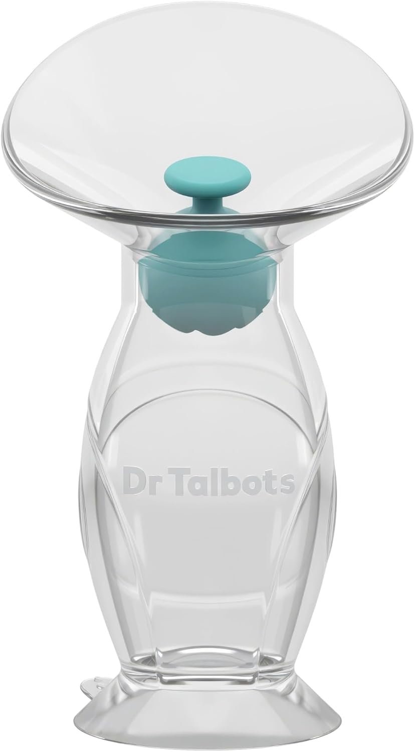 Dr. Talbot’s Mom Silicone Breast Pump – 4 oz – Hands-Free, Noise-Free, Leak-Resistant Manual Suction Pump – Natural Silicone Cup, Ball Stopper & Suction Base – Breast Milk Collector for Breastfeeding