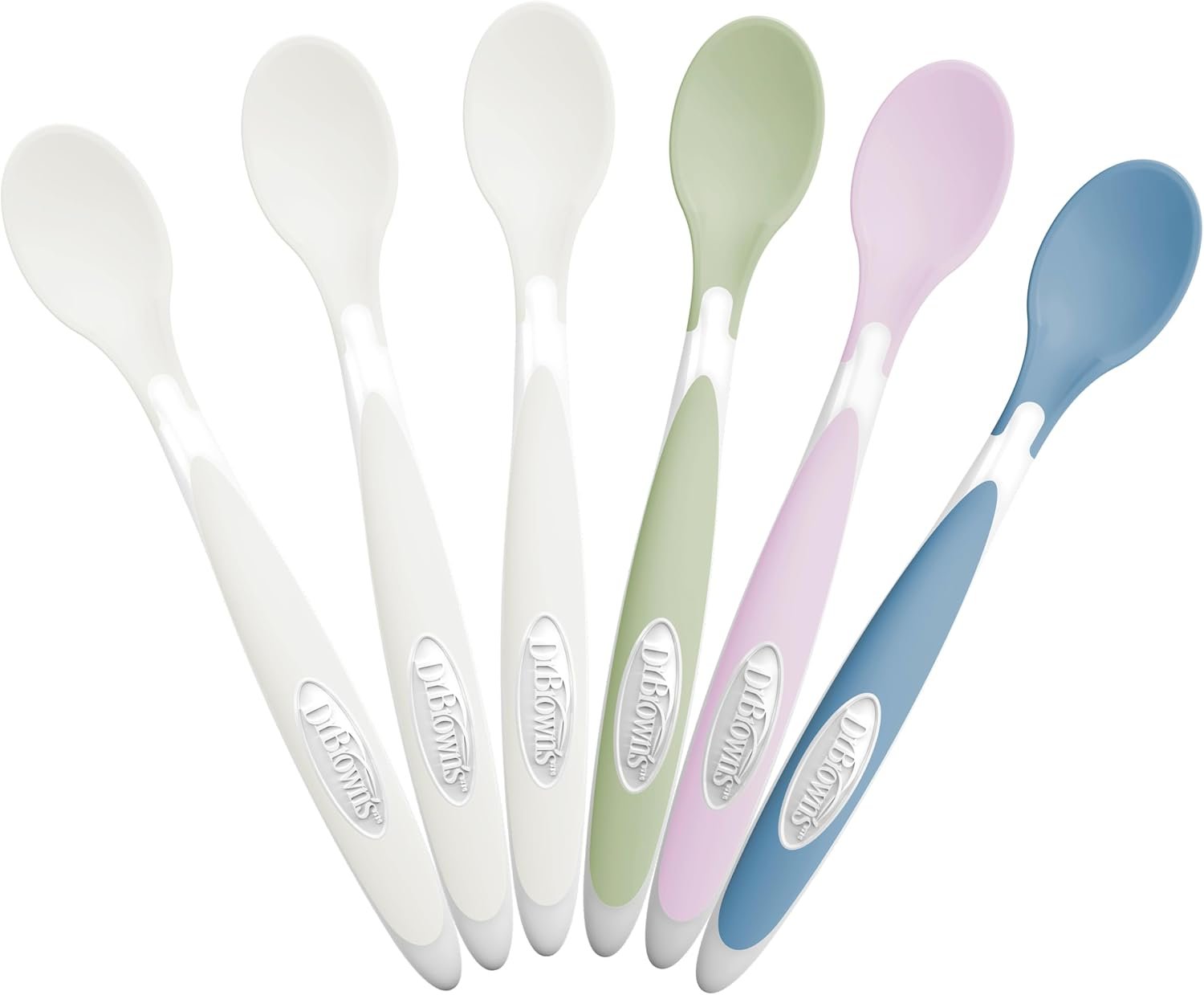 Dr. Brown’s Designed to Nourish Soft-Tip Toddler Feeding Spoons, 6 Pack, Assorted Set (Colors May Vary)