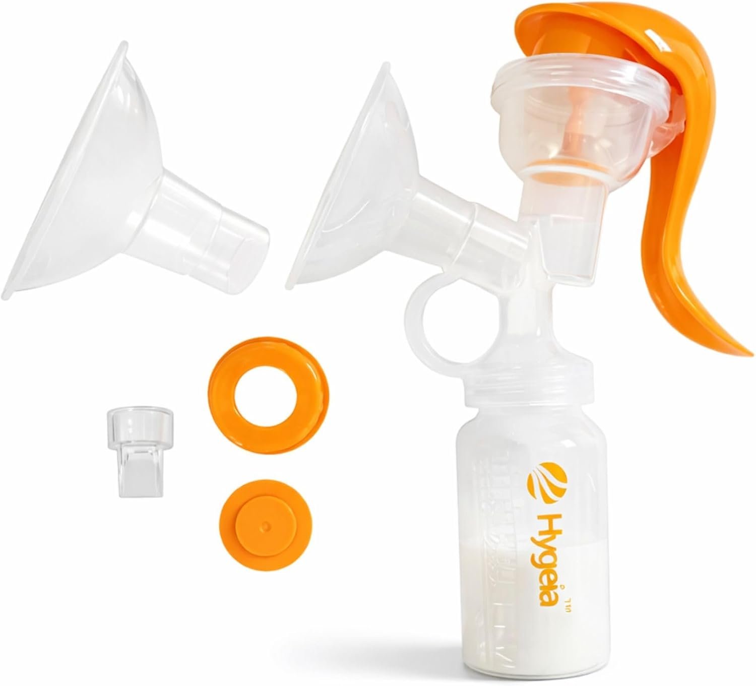 Hygeia Manual Breast Pump | One-Hand Use | Lightweight & Portable | BPA-Free | Comfortable, Quiet Suction | Includes 24mm & 28mm Flanges