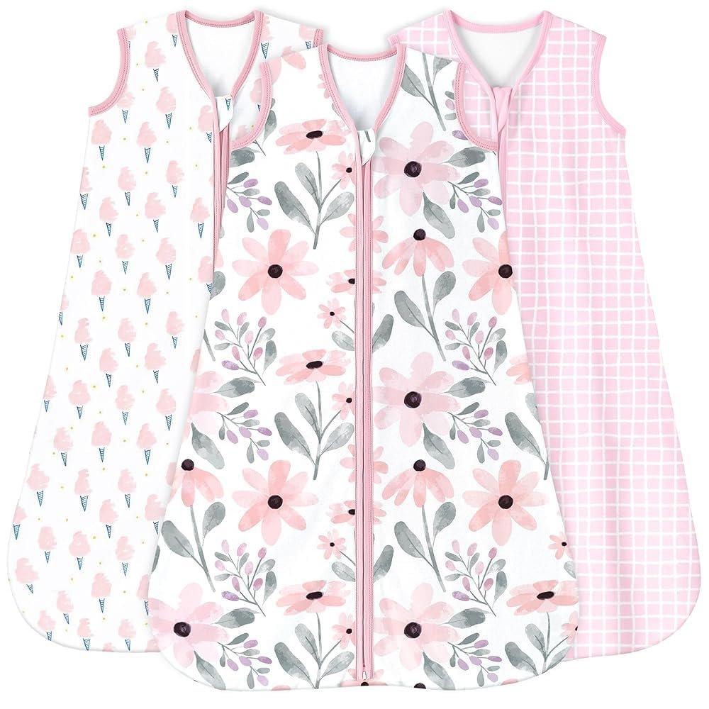 Yoofoss Baby Sleep Sack 6-12 Months 0.5 Tog Wearable Blanket for Baby, 3 Pack 100% Organic Cotton Infant Toddler Sleeping Sack 2-Way Zipper Lightweight Sleep Sack