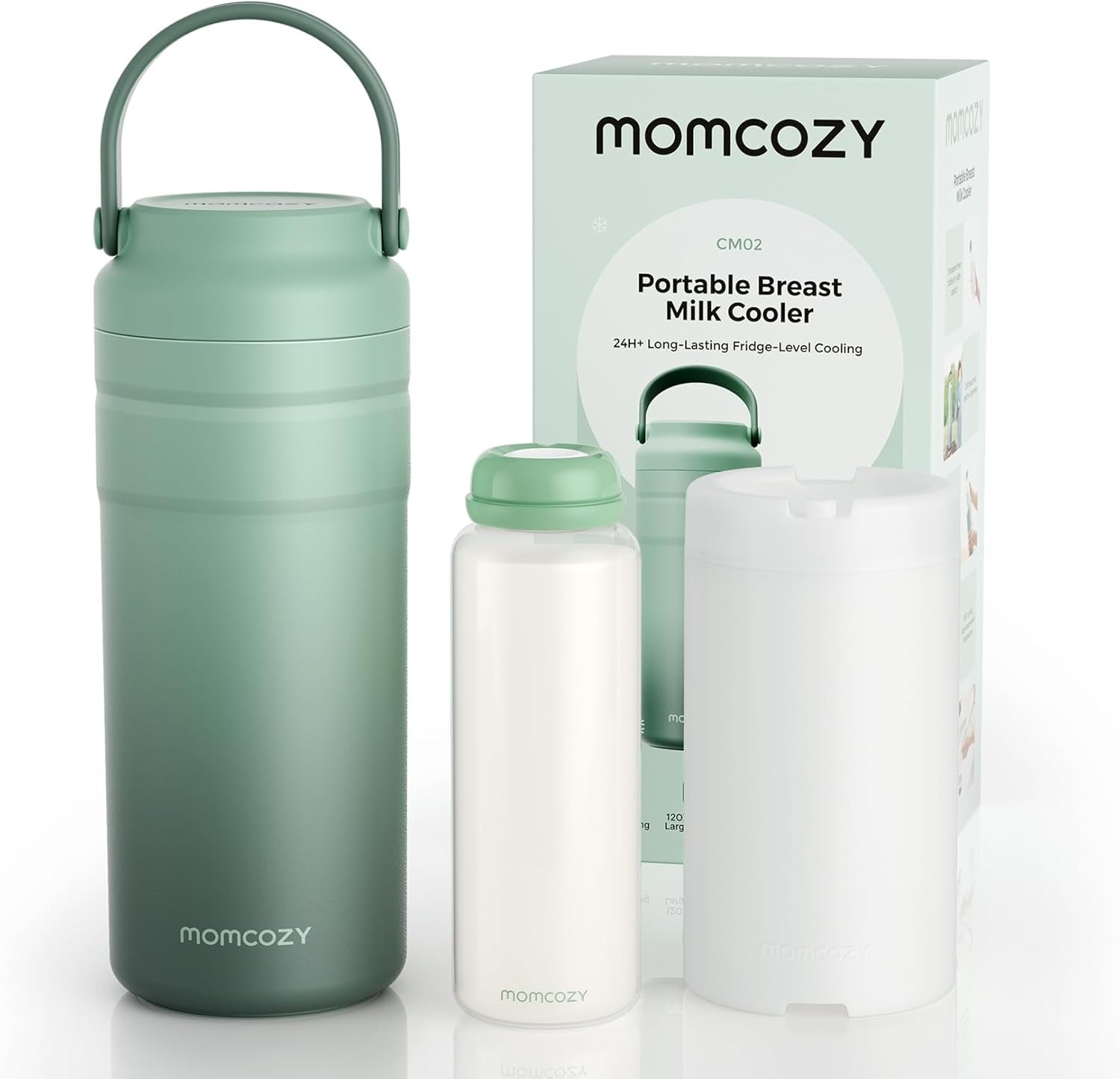 Momcozy Portable Breast Milk Cooler for Travel, 24H Ice-Free Cooling Breastmilk Storage Bottles Container, 12oz Leak Proof Outdoor Small Freezer, Baby Breastfeeding Essential for New Moms