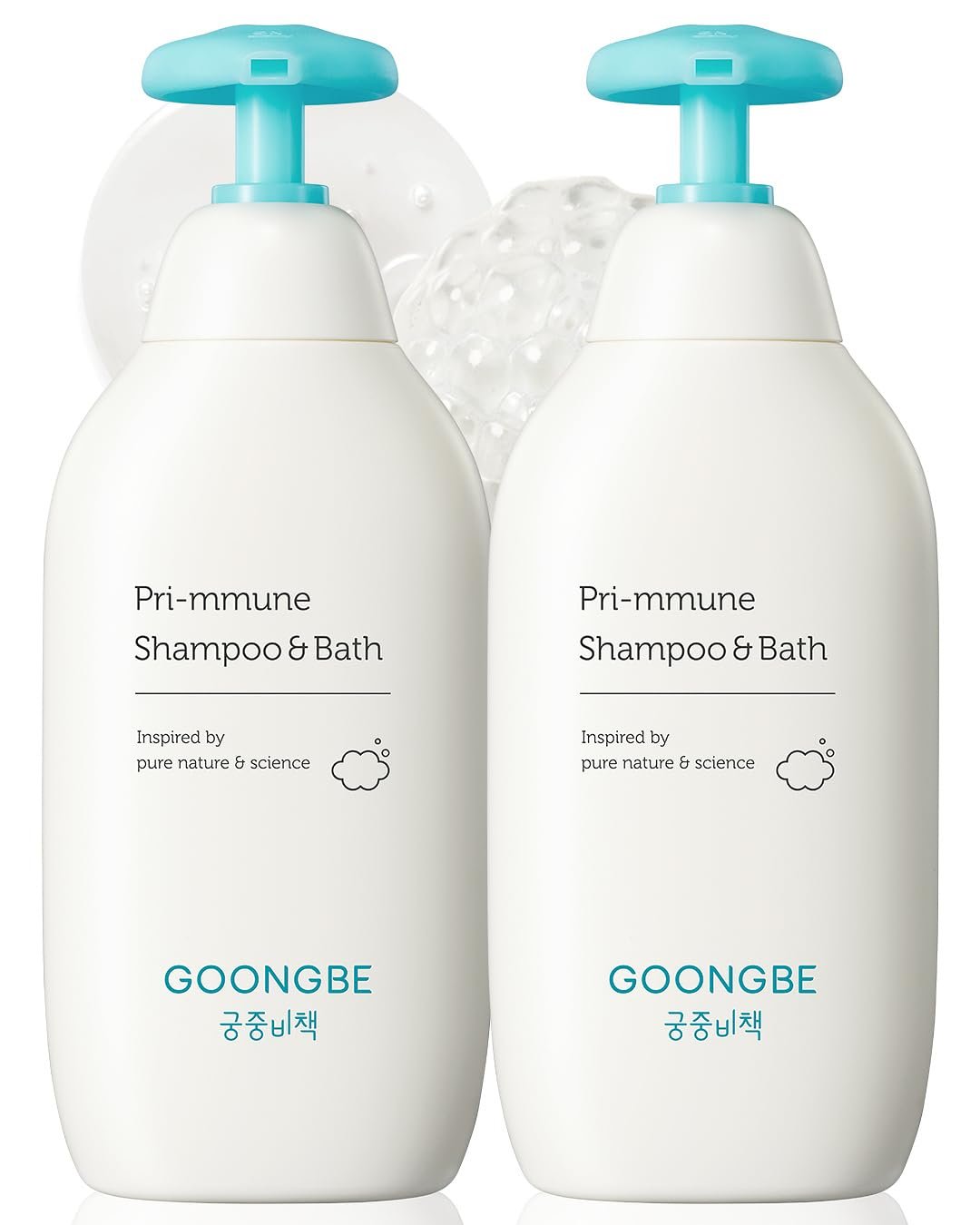 GOONGBE Pri-mmune Shampoo & Bath – Korean Baby Wash – Hypoallergenic Head to Toe Cleanser – Paraben-Free Formula For Sensitive Hair & Skin, 11.8 fl.oz. 2 Pack