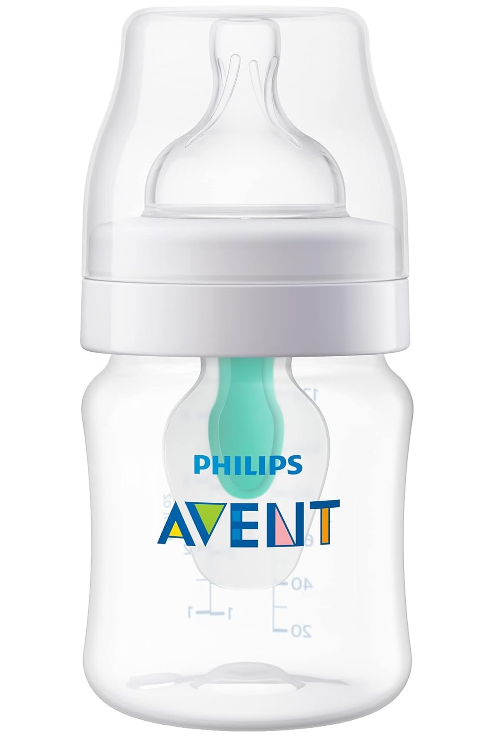 Philips Avent Anti-Colic Baby Bottle with AirFree Vent, Slow Flow 1 Nipple, 0m+, 4oz, 1 Pack, Clear, SCY701/91