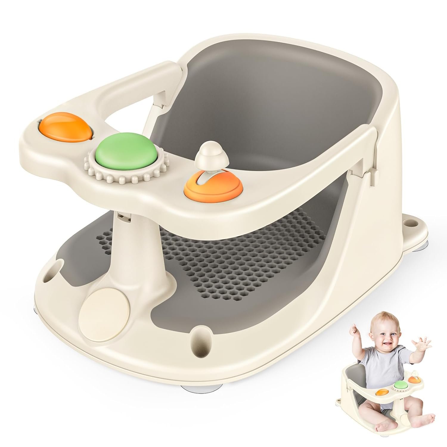 Baby Bath Seat for Babies 6 Months & Up – Non-Slip Toddler Bath Seat for Baby & Newborn with Suction Cups, Safe Baby Bath tub Seat with Suction Cups, Baby Bath Chair