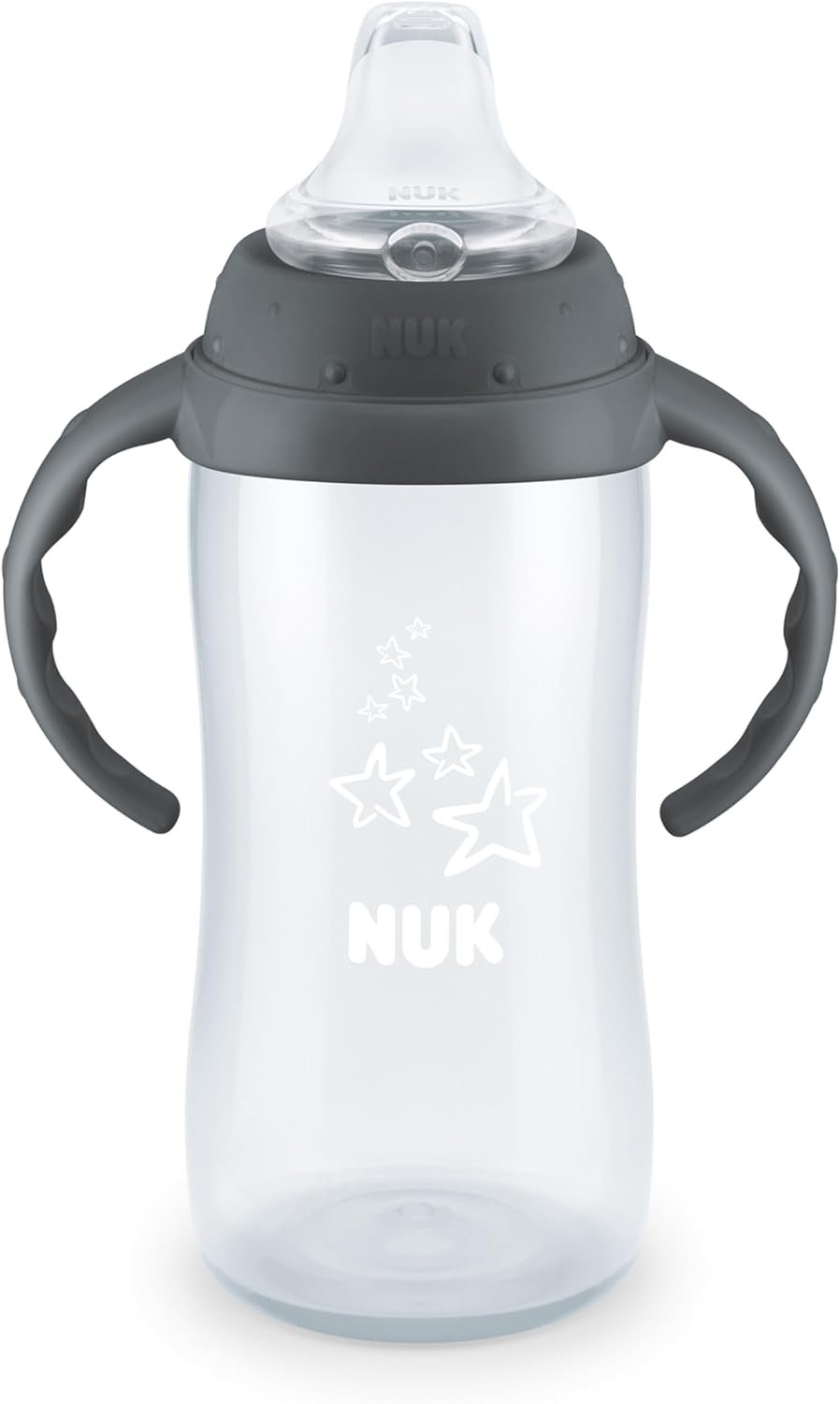 NUK Learner Cup, 10 Ounce, Tritan Gray Star – BPA Free, Spill Proof Sippy Cup