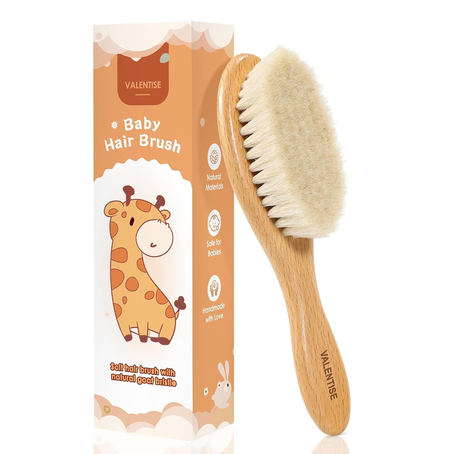 Wooden Baby Hair Brush, Soft Bristle Baby Brush for Cradle Cap, Natural Toddler Hair Brush for Newborn Gift