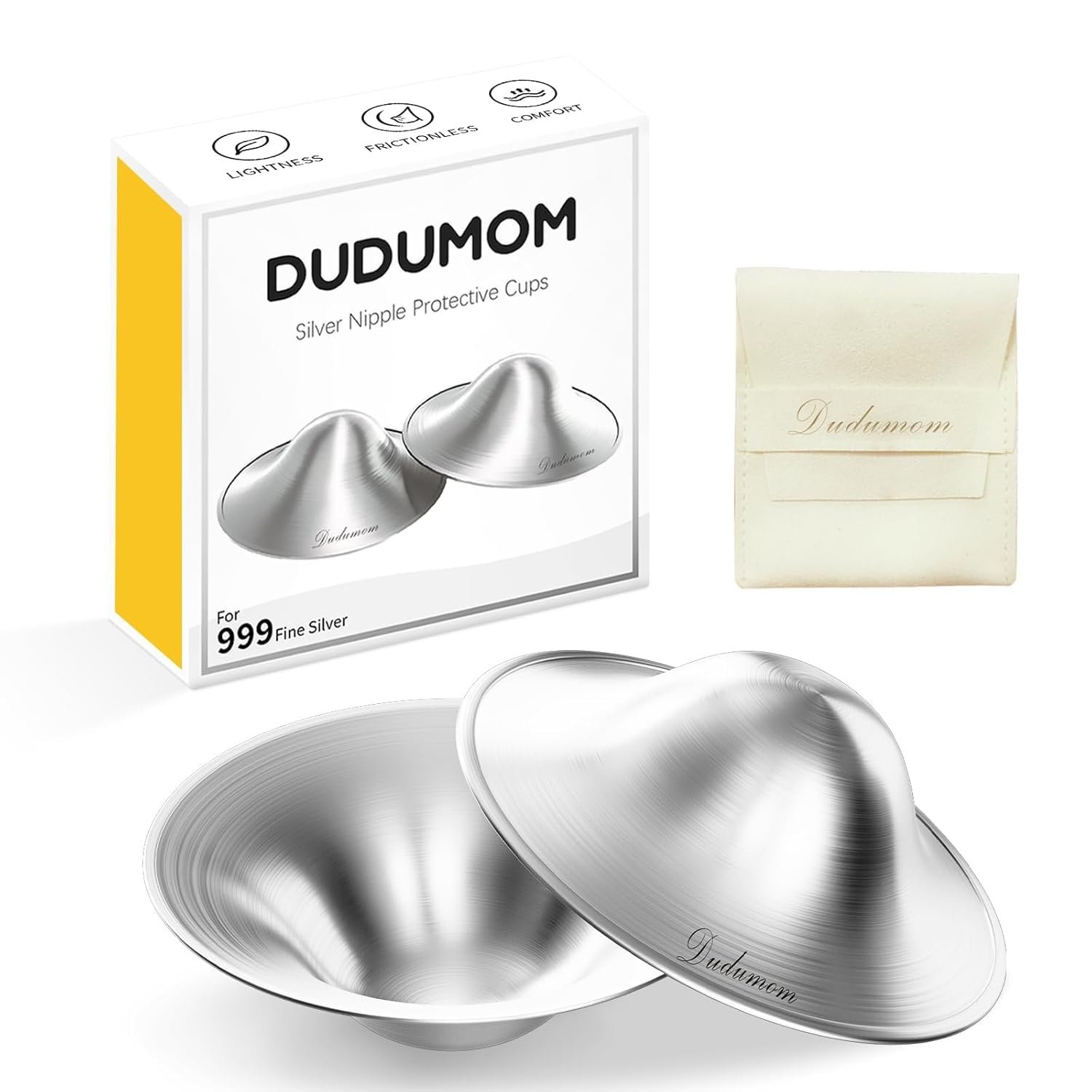 The Original Silver Nursing Cups – 999 Silver Nipple Cover for Breastfeeding Sore Nipple Relief, Nipple Shields for Breastfeeding Essential, Metal Nipple Guards for Breastfeeding Newborn (X-Large)