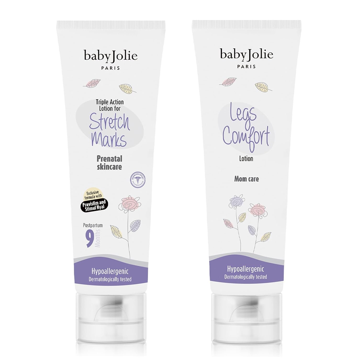 Baby Jolie Pregnancy Skincare Set – Stretch Mark Cream & Comfort Legs Lotion – Hydrating Belly & Leg Care for Expecting Moms
