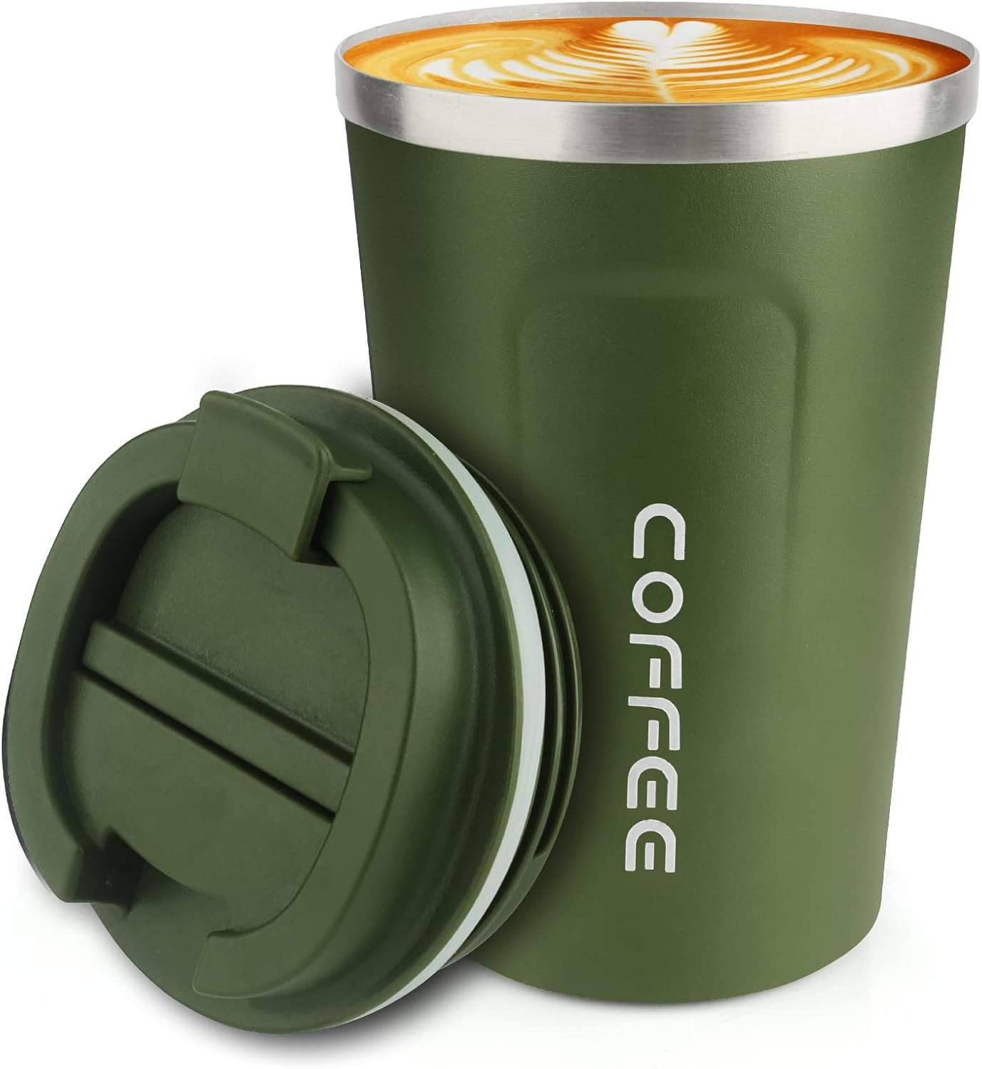 CS COSDDI 12 oz Stainless Steel Vacuum Insulated Tumbler – Coffee Travel Mug Spill Proof with Lid – coffee Cup for Keep Hot/Ice Coffee,Tea and Beer (Green)