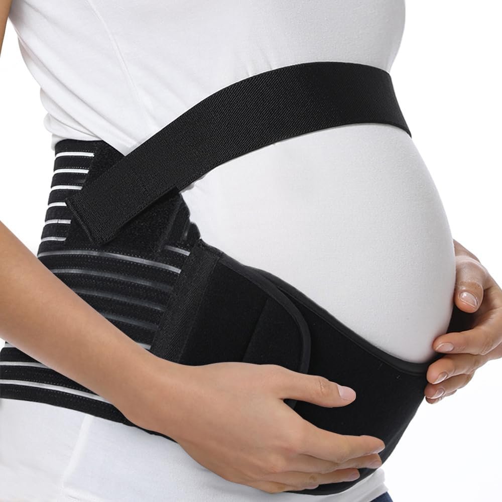 FITTOO Maternity Belt Back Support Belly Band Pregnancy Belt Support Brace Abdominal Binder Waist Support Black XL