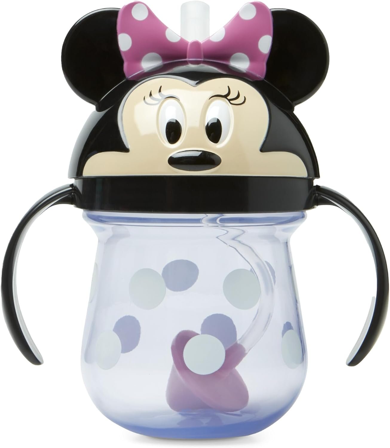 The First Years Disney Minnie Mouse Weighted Straw Cup – Spill Proof Toddler Cups with Flip Top Cover and Silicone Straw – Dishwasher Safe – 7 Oz – 6 Months and Up