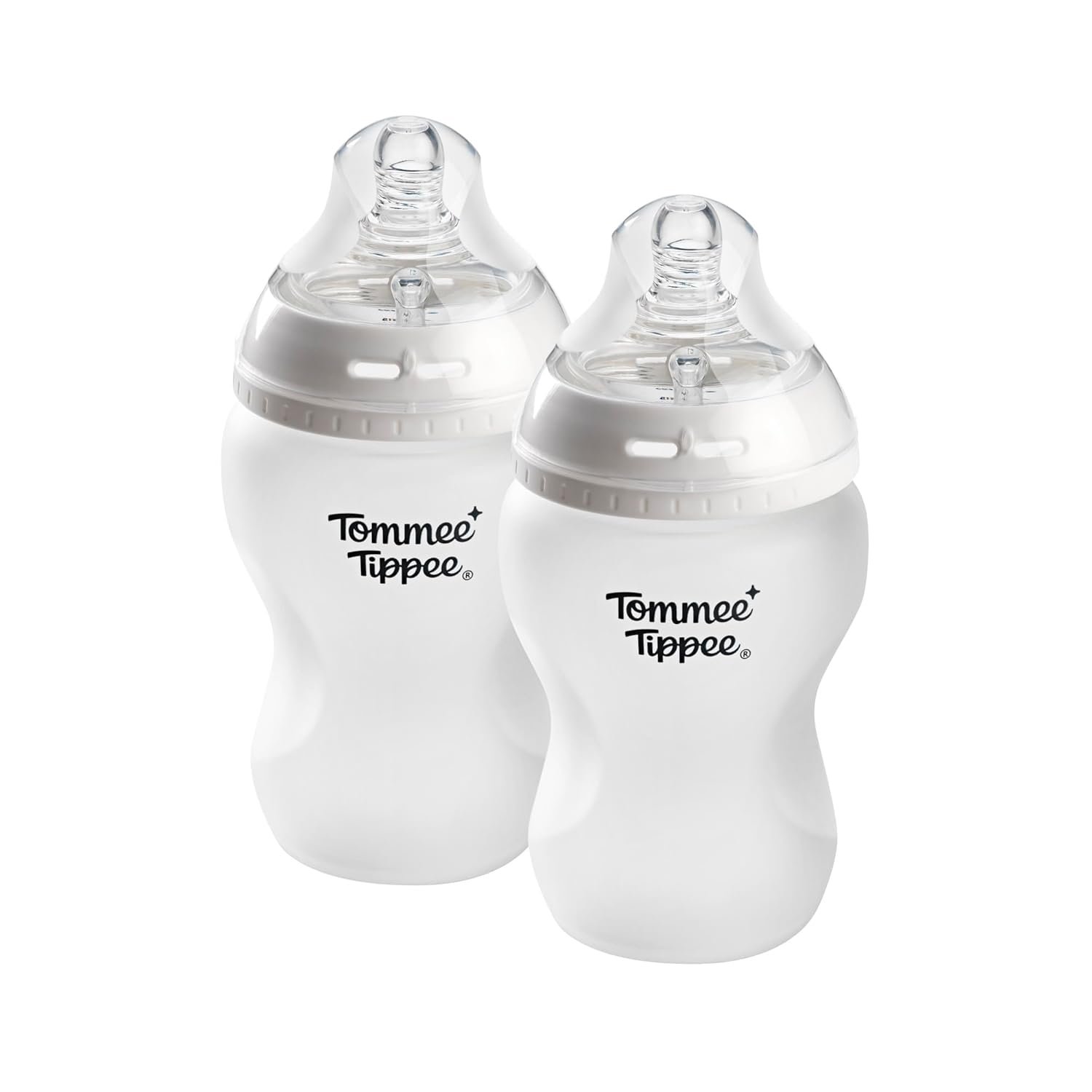 Tommee Tippee Silicone Coated Glass Baby Bottles for Feeding, 9 0z, Anti-Colic, 0+ Months, Slow Flow Breast-Like Nipple, Shatter-Proof Glass, BPA Free, Pack of 2