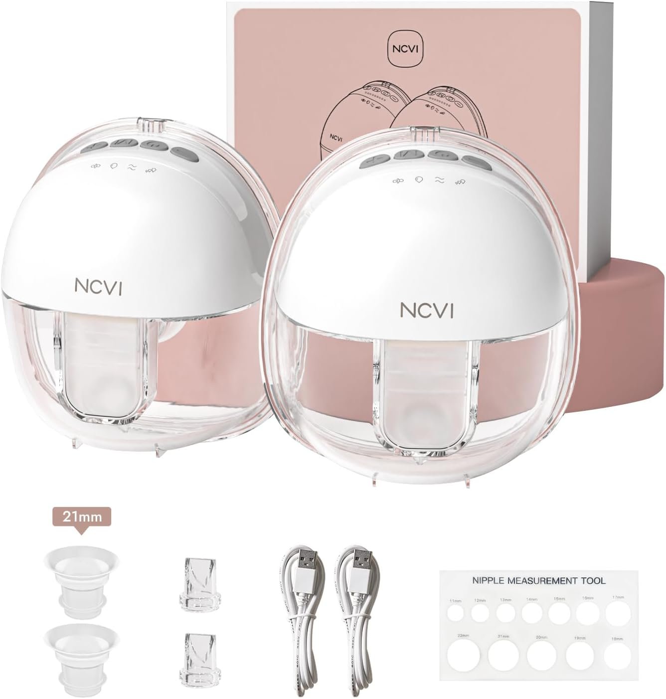 NCVI Wearable Hands Free Breast Pump, 4 Modes & 9 Levels with Multitronic Suction, Ultra-Quiet