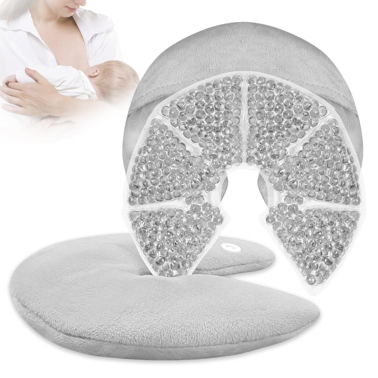 Breast Ice Packs, Breast Therapy Pack for Engorgement Hot and Cold Breastfeeding Gel Pads for New Mom Essentials Reusable Gift for Relieve Clogged Ducts, Nipple Pain, Improve Milk Flow