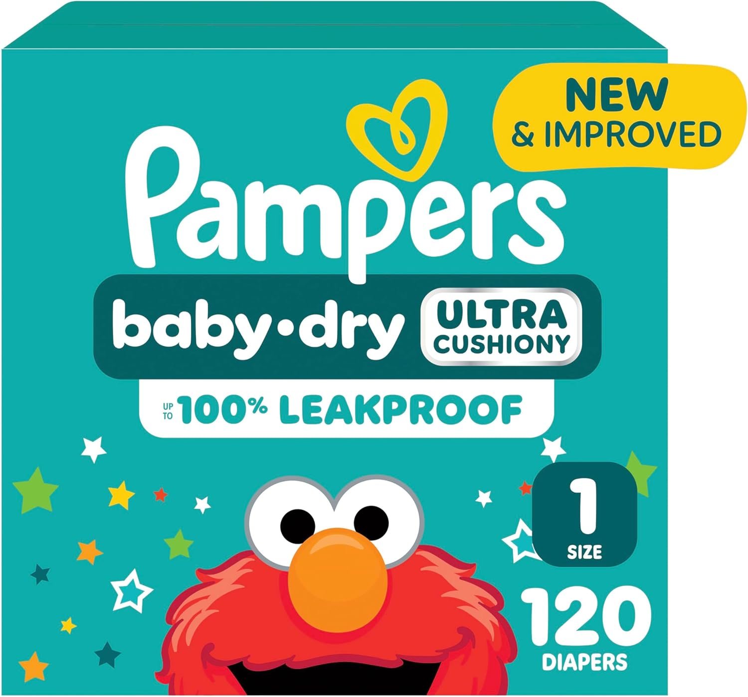 Pampers Diapers – Baby Dry – Size 1, 120 Count, Absorbent Disposable Infant Diaper (Packaging May Vary)