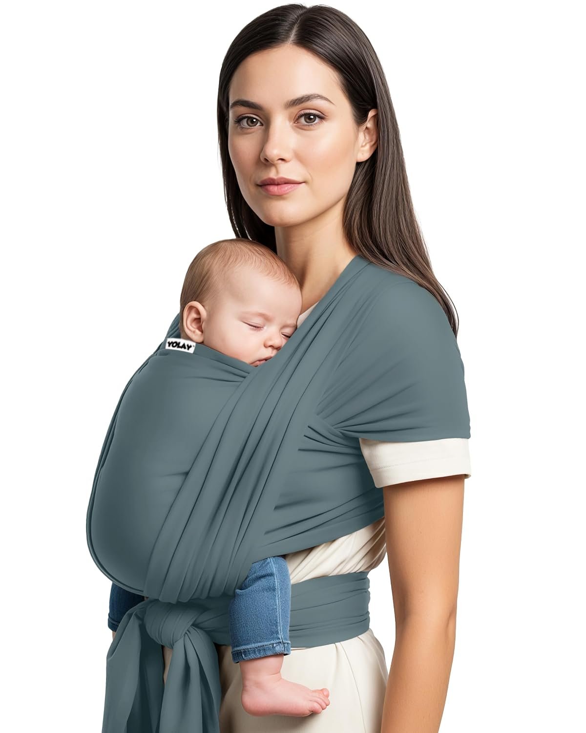 Yolay Baby Wrap Carrier Easy to Wear Soft Baby Carrier Sling Hands Free Adjustable Baby Carrier for Newborn to Toddler Upto 50 lbs, Dark Grey