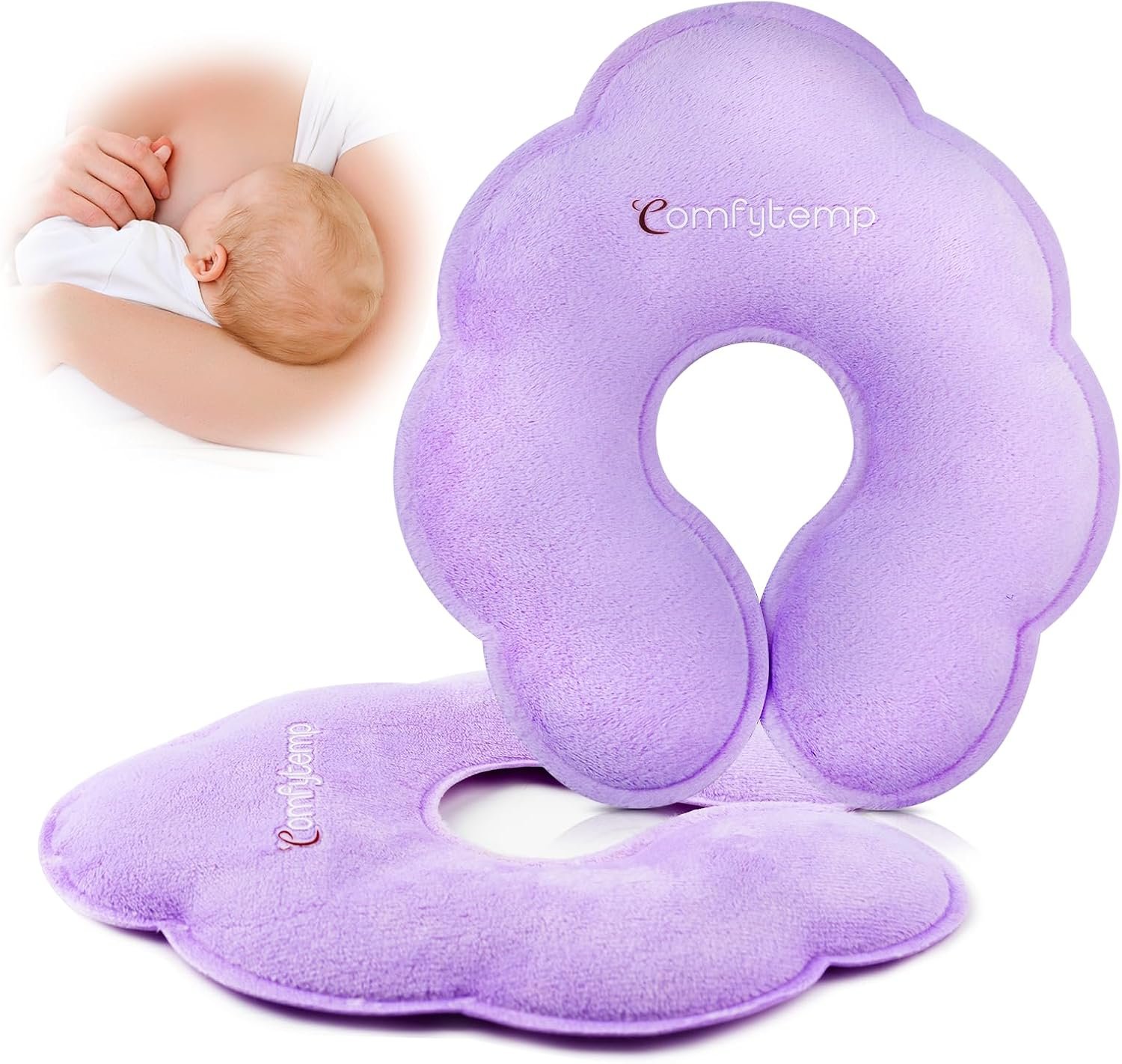 Comfytemp Breast Ice Packs, FSA Eligible HSA, Postpartum breastfeeding Essentials, Larger Dual-Sided Hot & Cold Breast Gel Ice Pads, Reusable Breastfeeding Therapy for Pain Relief, New Mom Item, 2Pack