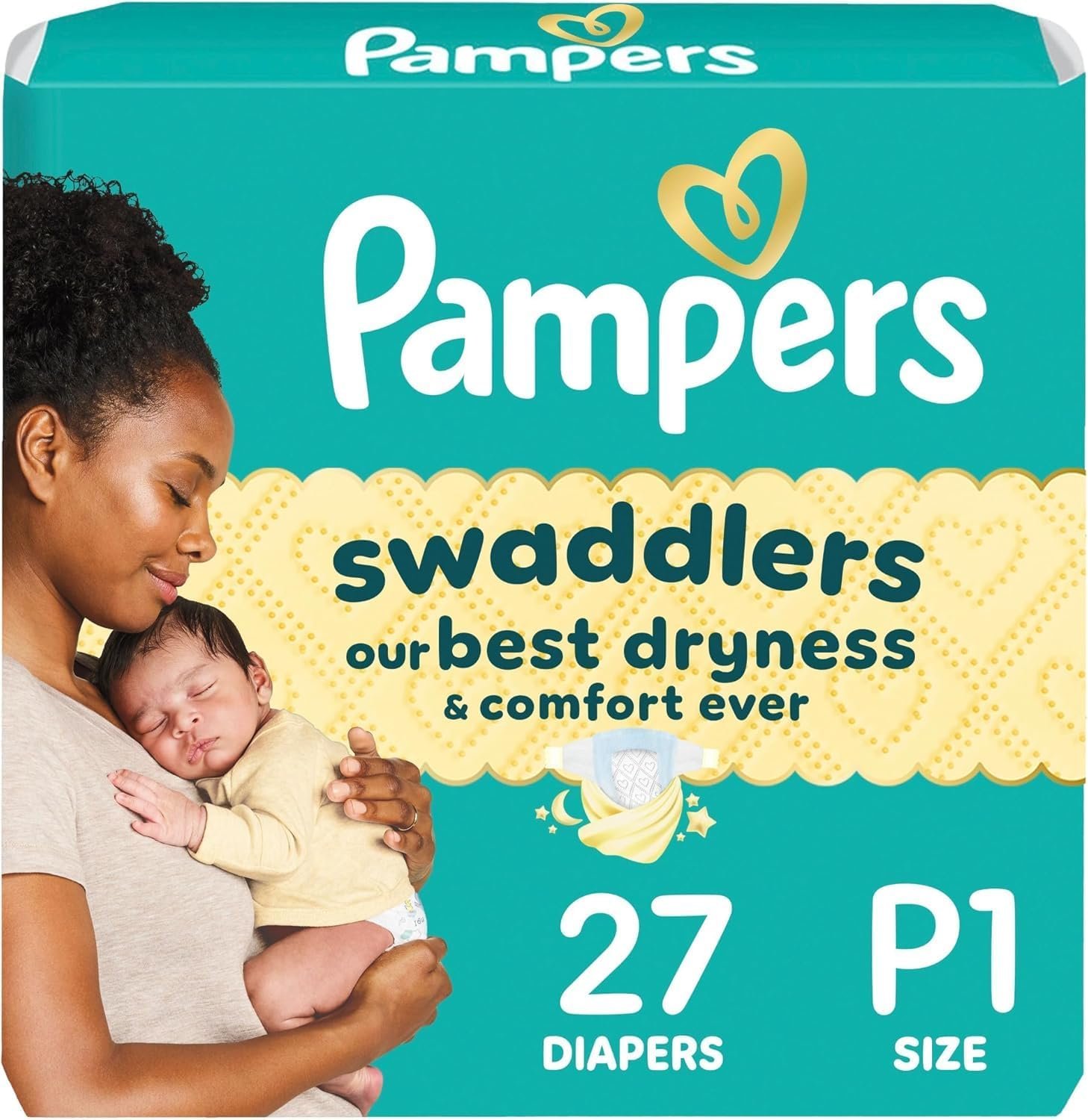 Pampers Swaddlers Newborn Diapers, Size Preemie (6 lbs), 27 Count, Fragrance Free, Hypoallergenic, Absorbent, Pediatrician Recommended, Skin Safe