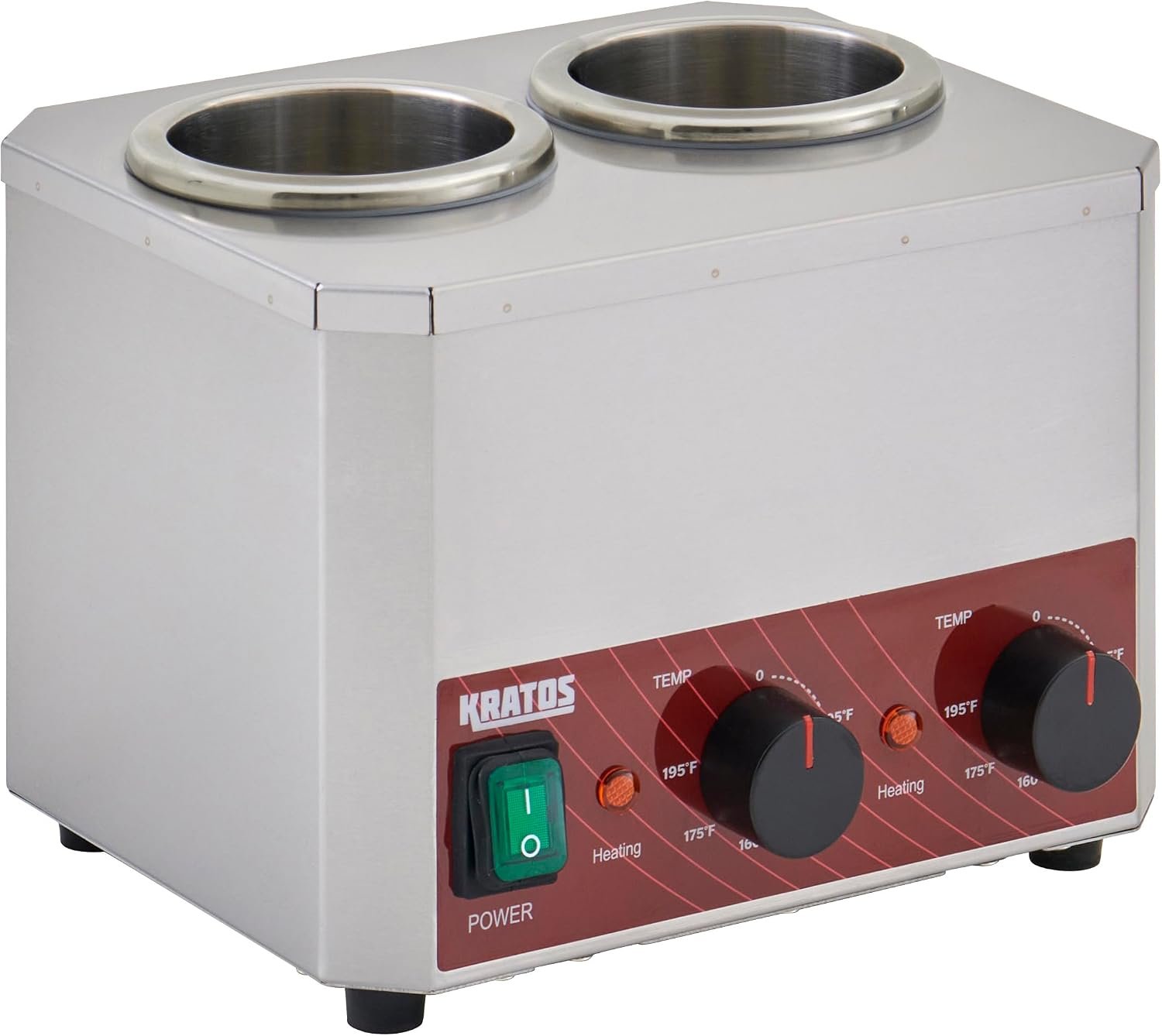 Kratos Commercial Electric Sauce Bottle Warmer | Double 32 oz. Countertop Bottle Warmer | Stainless Steel | 120V, 400W | Warms Hot Fudge, Chocolate, Nacho Cheese | ETL Certified (29M-049)