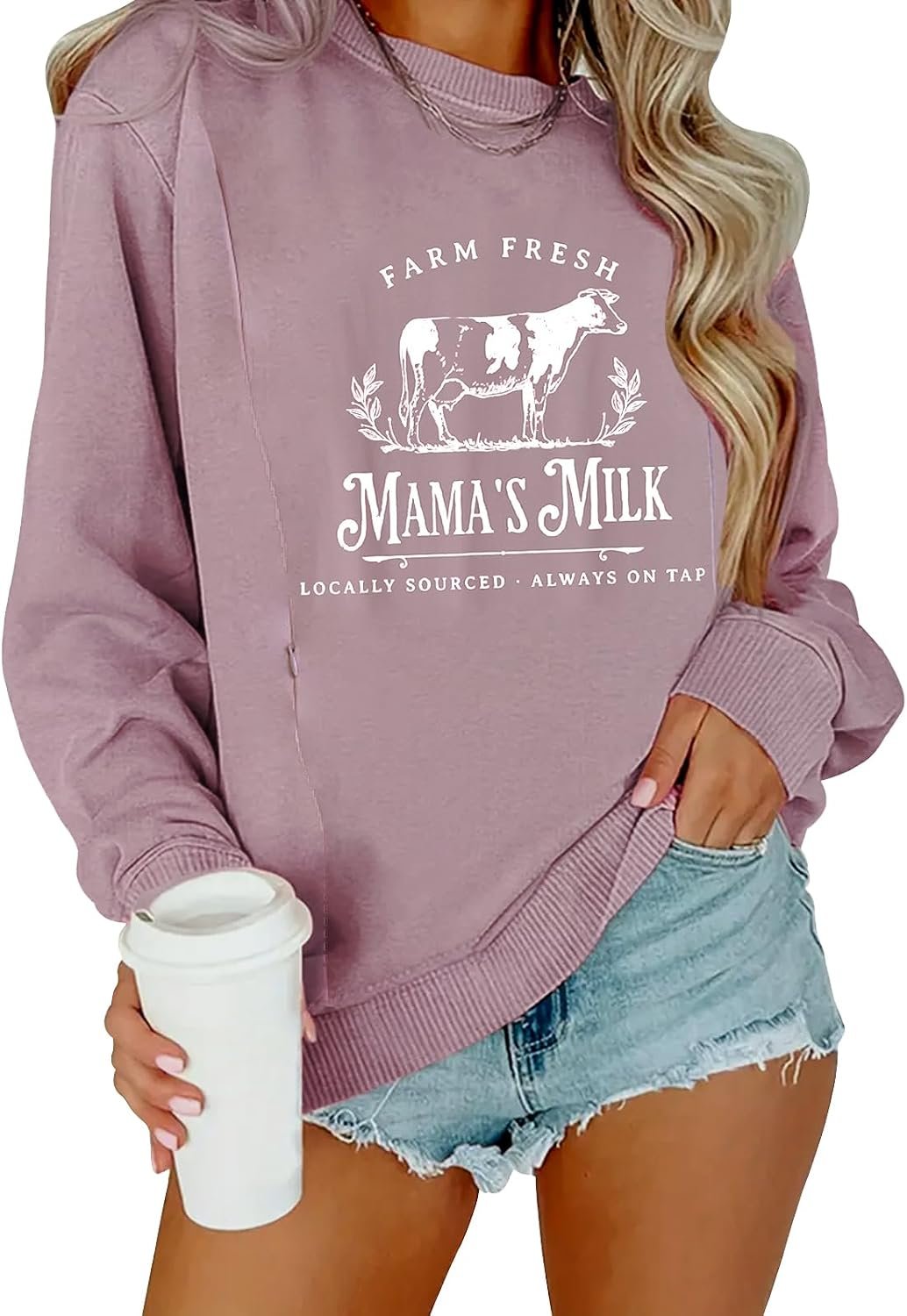 Women Nursing Sweatshirts for Breastfeeding Zip Nursing Friendly Maternity Sweater Mama’s Daily Farm Fresh Milk Pullover Tops
