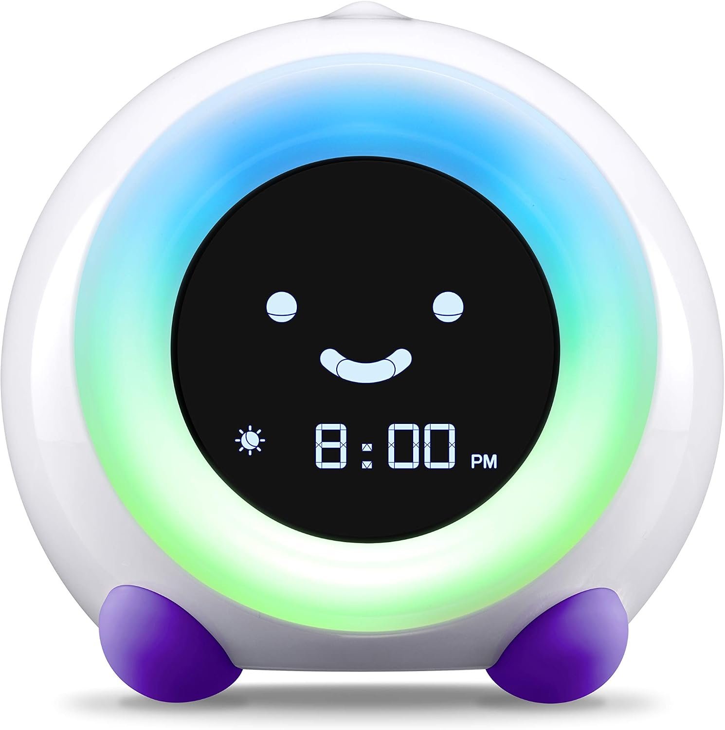 LittleHippo Mella: Kids Alarm Clock, Ready to Rise Children’s Sleep Trainer, Night Light, Sound Machine and OK to Wake for Toddlers and Kids – Bright Purple (Updated 2025)