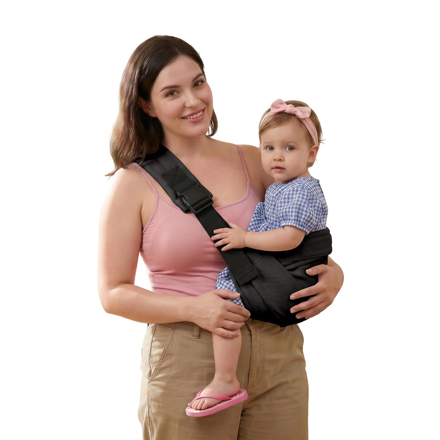 Baby Sling Carrier, Adjustable Baby Carrier Newborn to Toddler Carrier for 8-40lbs, Toddler Sling Carriers, Toddlers Hip Carriers, Black