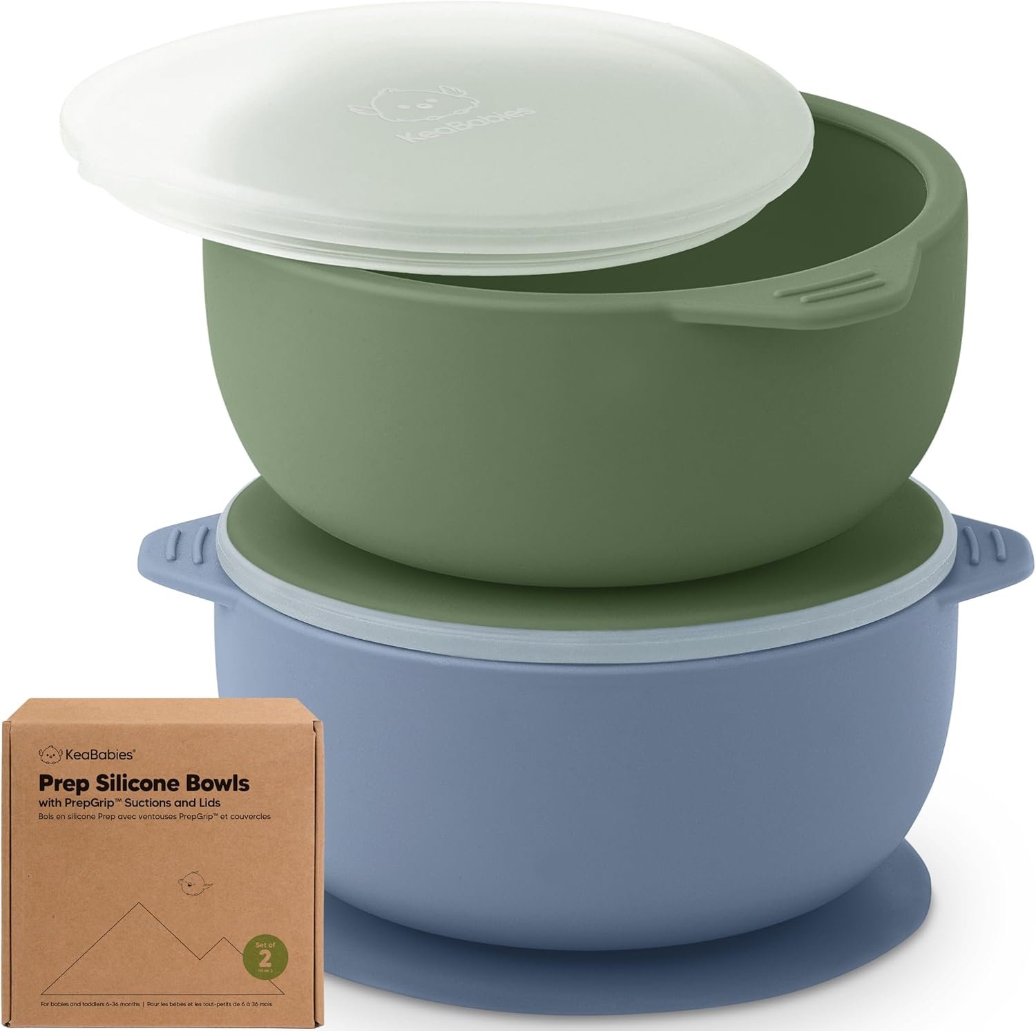 KeaBabies 2-Pack Baby Bowls with Suctions, Lids – Silicone Toddler Suction Bowls for Baby Boy, Girl, Kids, Food Grade Silicone, BPA-Free, Dishwasher Safe, Toddler Eating Essentials (Slate)