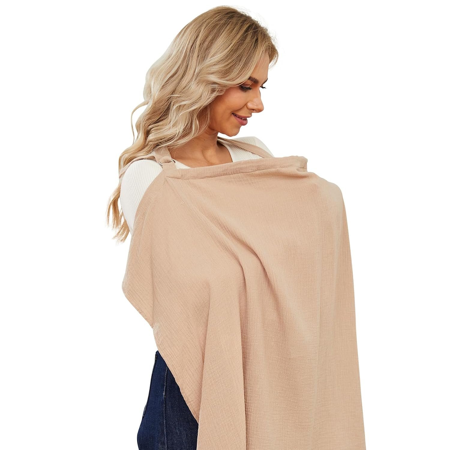 Muslin Nursing Cover for Baby Breastfeeding, Breathable Privacy Nursing Covers for Mom 100% Cotton Breastfeeding Cover with Rigid Hoop for Mother Nursing Apron (Brown)