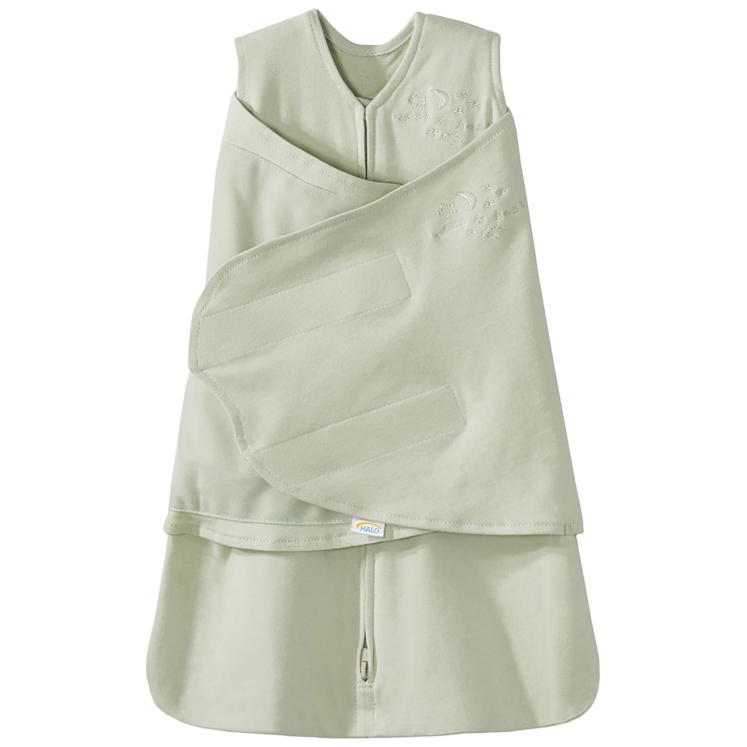 HALO 100% Cotton Sleepsack Swaddle, 3-Way Adjustable Wearable Blanket, TOG 1.5, Sage, Newborn, 0-3 Months