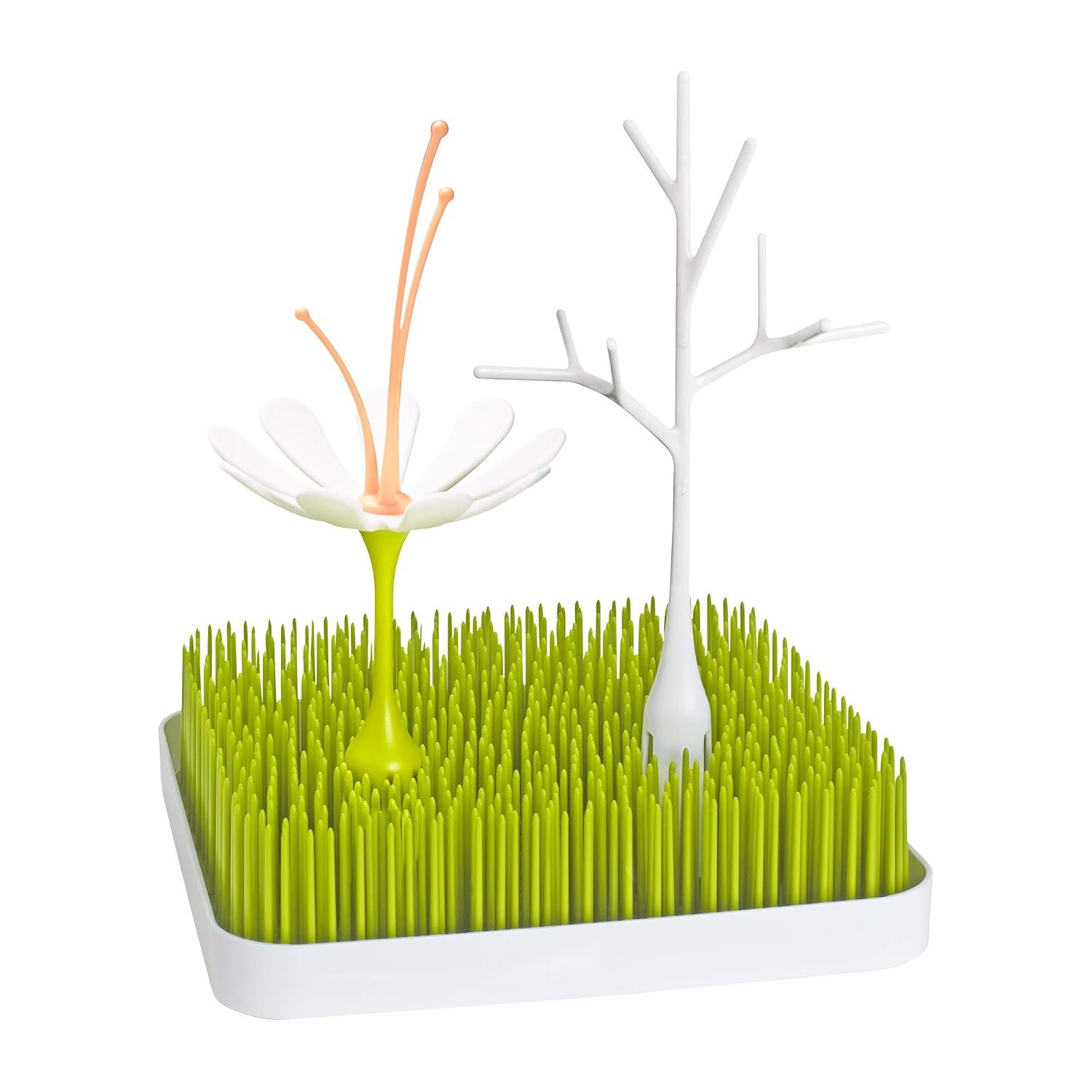 Boon Grass Countertop Drying Rack Bundle – Includes Grass, Stem, and Twig – Capacity for 4 Baby Bottles and Baby Accessories – Baby Bottle-Feeding Supplies – 9.5 x 9.5 x 3