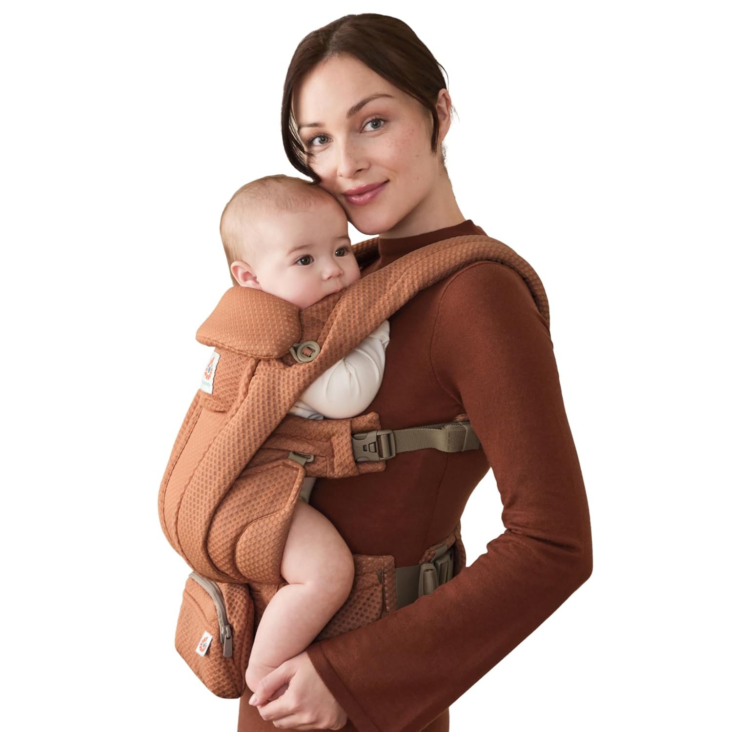 Ergobaby Omni Deluxe Baby Carrier for Newborn to Toddlers 0-48 Months (7-45 lbs) – 4-Position Breathable Mesh Baby Carrier with Ergonomic Support, Storage Pockets, and Sun Hood – Canyon Clay