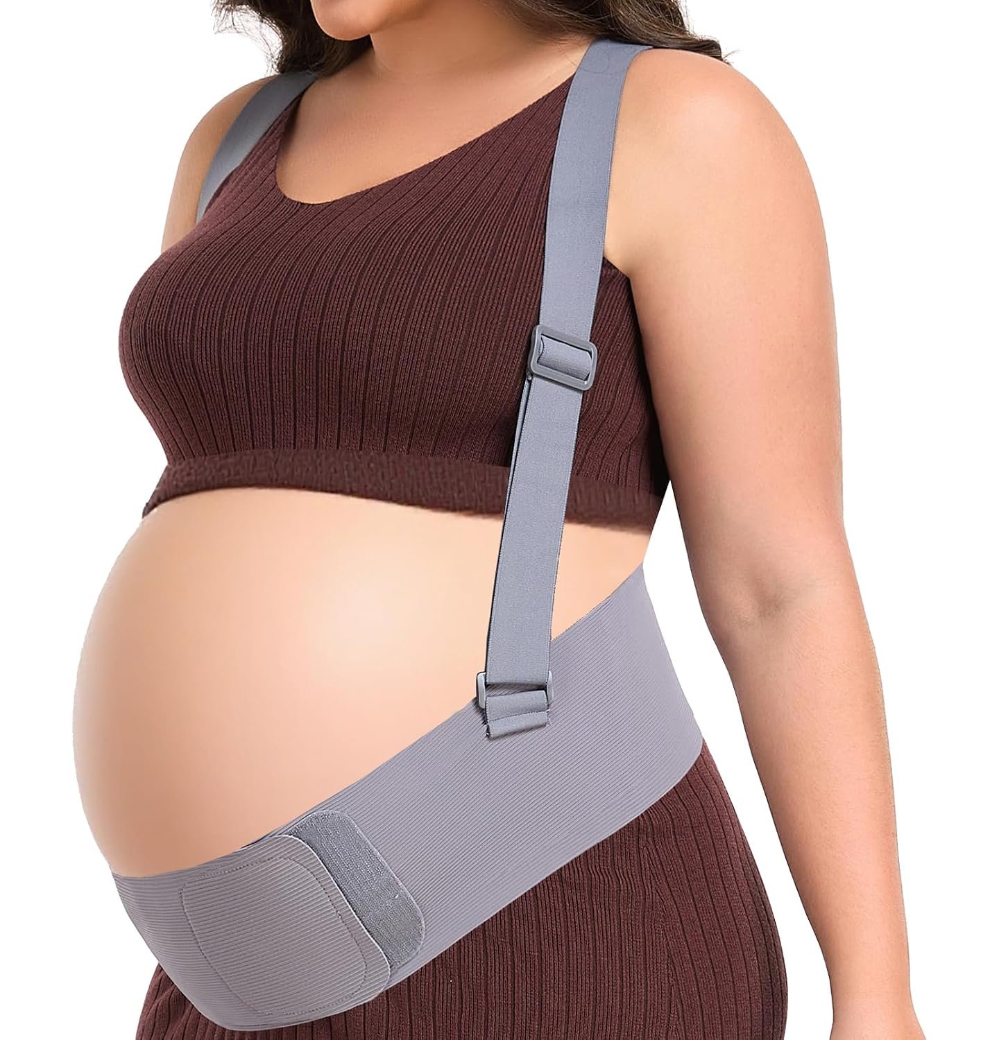 Belly Bands for Pregnant Women, Pregnancy Belly Band with Adjustable Support Brace Straps, Maternity Belt for Back, Abdomen and Waist (Gray,XL)