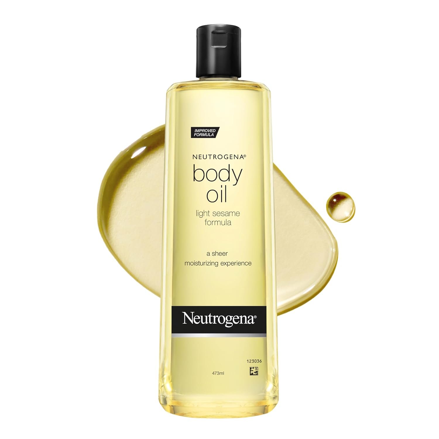 Neutrogena Body Oil Light Sesame Formula, Lightweight, Quick-Absorbing Nourishing Moisturizing Oil, Before and After Shower Application for Smooth, Radiant Looking Skin, Non-Greasy Feel, 16 fl oz