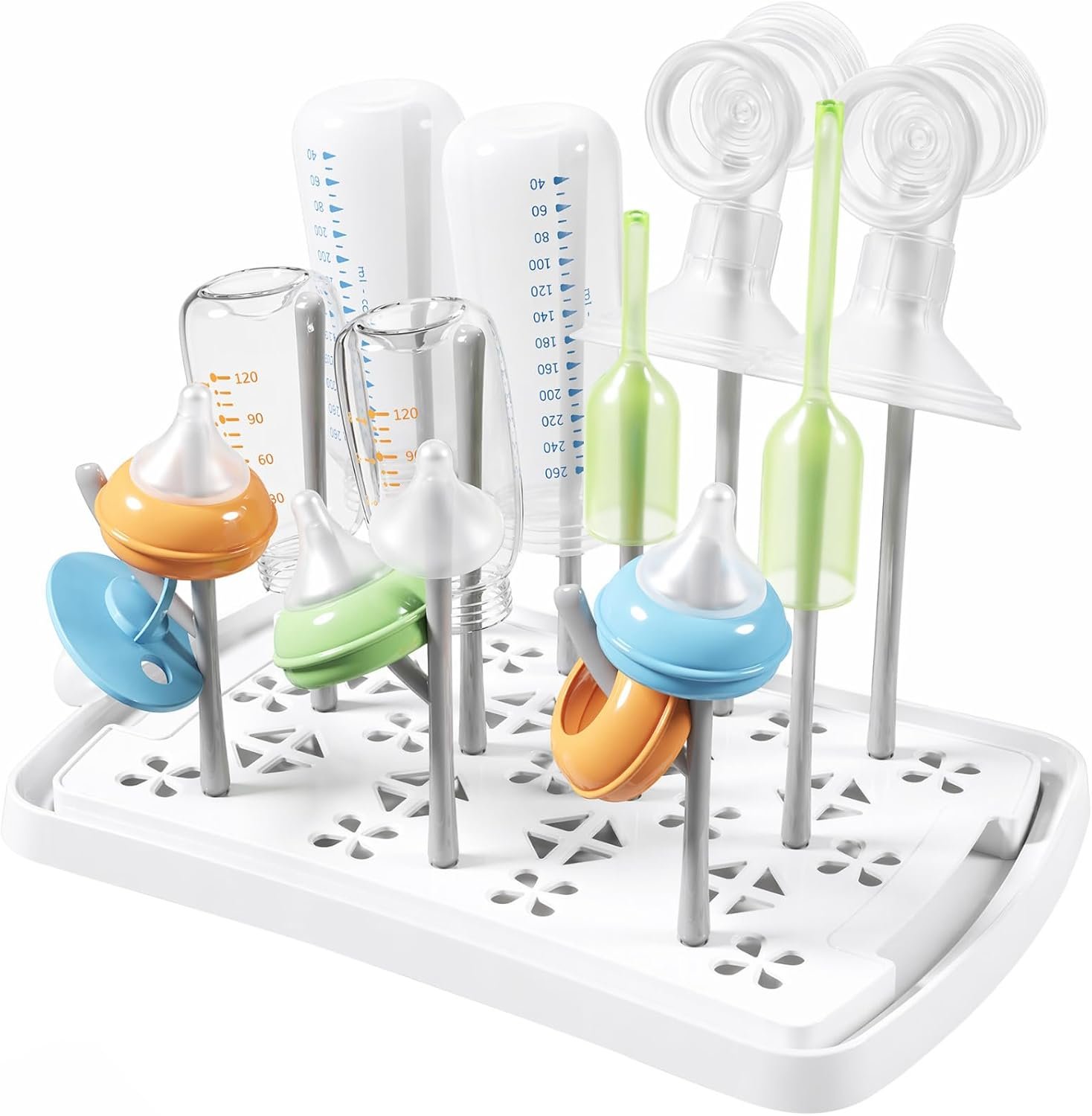 Lifewit Baby Bottle Drying Rack with Tray, Portable Bottle Drying Tree for Home & Travel, Space Saving Dryer Holder for Nipples, Pump Parts, Pacifiers Storage, Newborn Essentials, BPA Free
