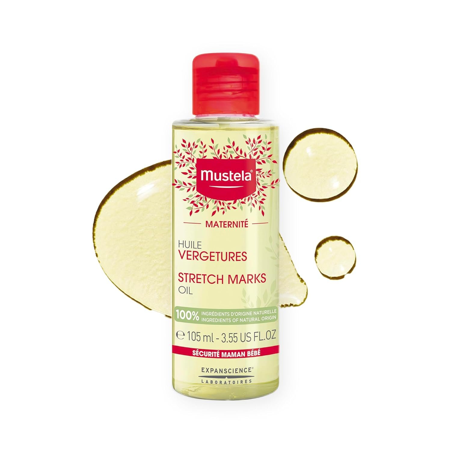 Mustela Maternity Stretch Marks Oil – with Natural Avocado, Maracuja & Sunflower Oil – EWG Verified, Vegan & Fragrance Free – 3.55 fl. oz.