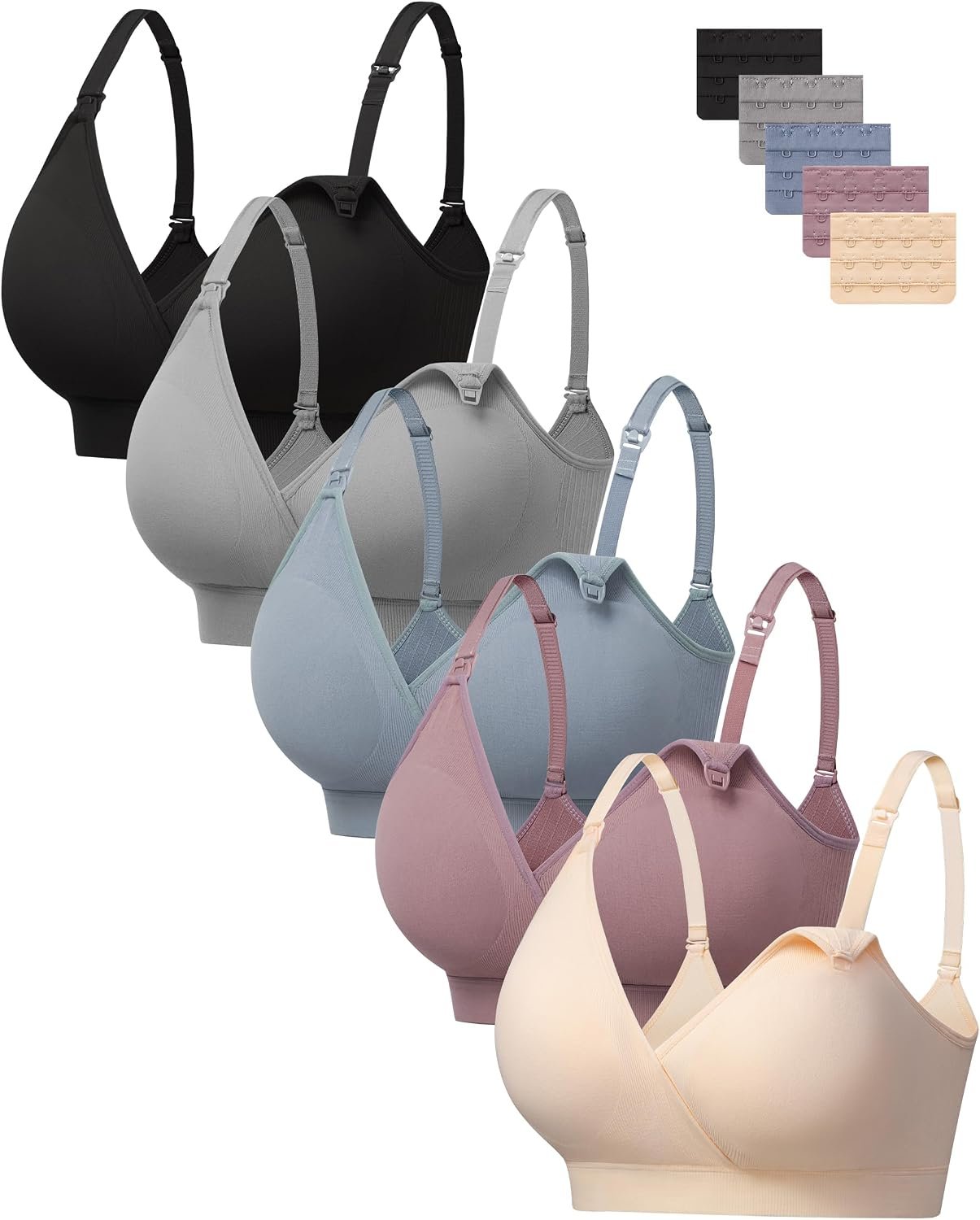 HBselect Nursing Bras for Breastfeeding, Seamless V Neck Maternity Bra Wireless Women Pregnancy Postpartum Bra Sleep Bralette