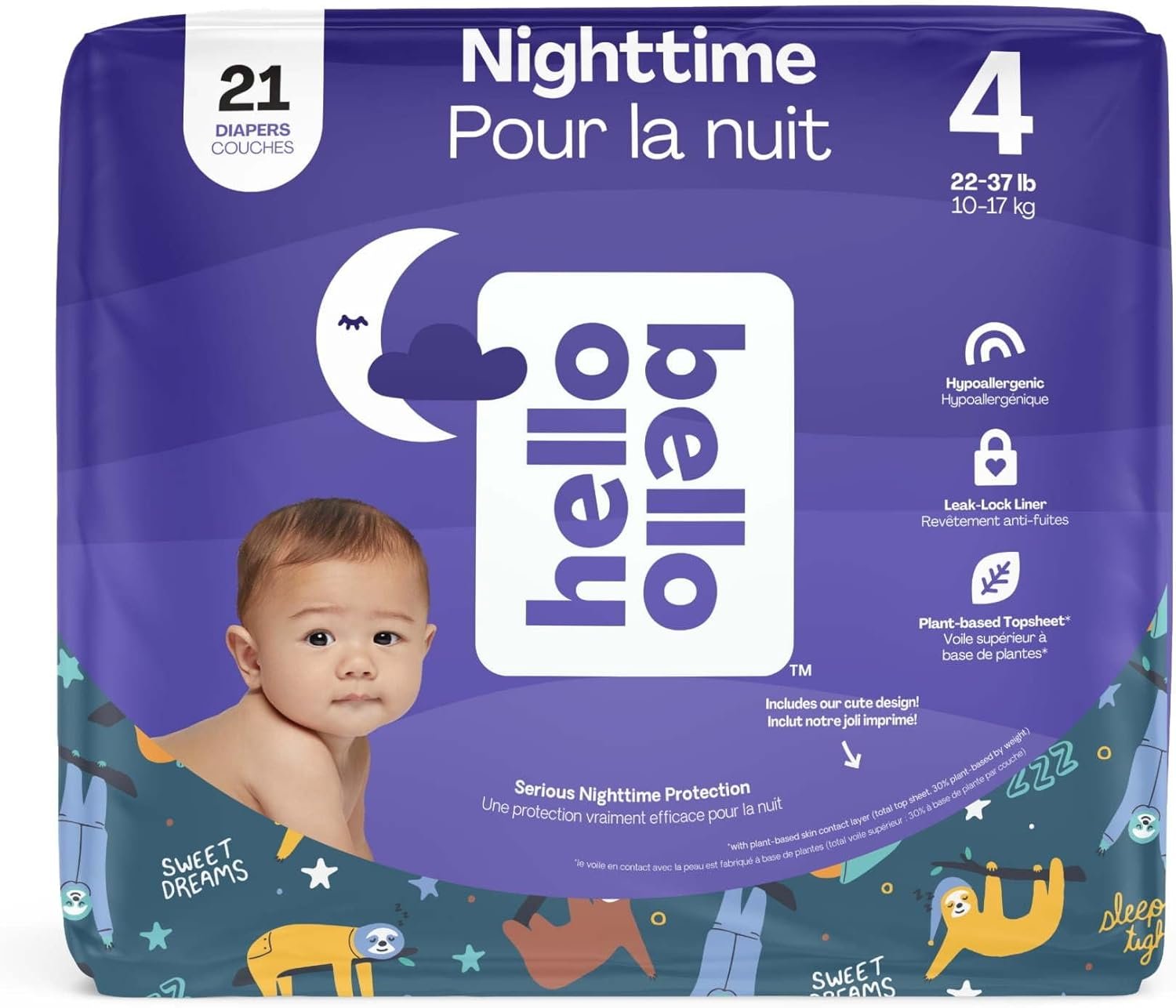 Hello Bello Premium Overnight Baby Diapers Size 4, 21 Count, Unisex, Ultra Absorbent and Soft Disposable Diapers for Babies and Toddlers