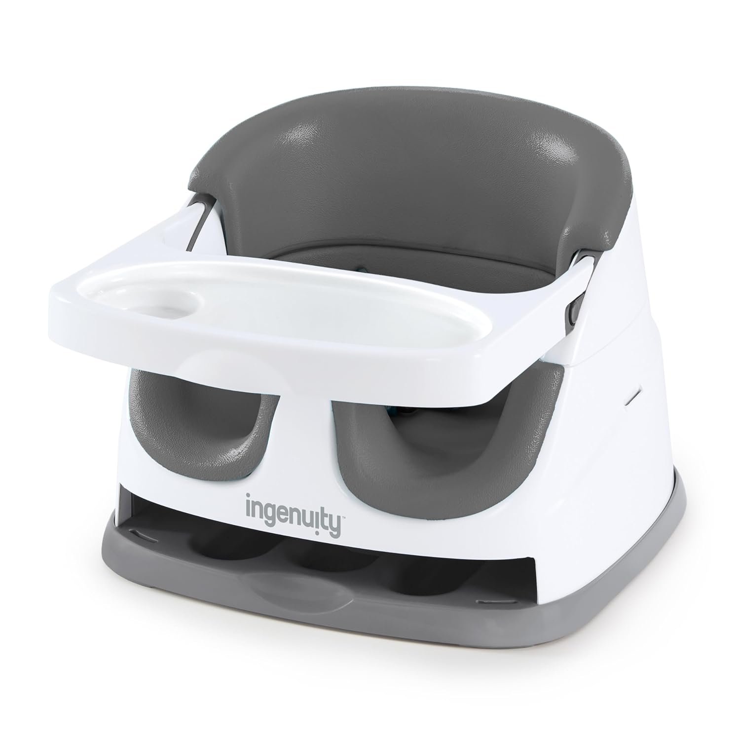 Ingenuity Baby Base 2-in-1 Booster Feeding and Floor Seat with Self-Storing Tray – Slate