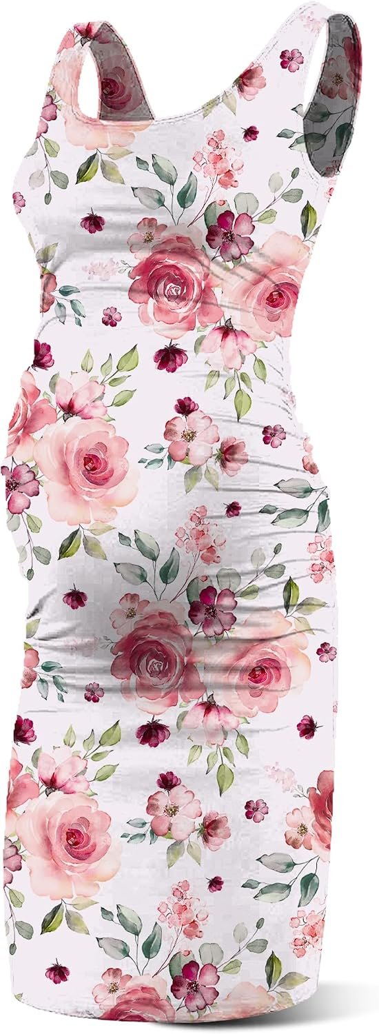 Rnxrbb S-2XL Women Summer Sleeveless Maternity Dress Pregnancy Tank Scoop Neck Mama Clothes Casual Bodycon Clothing