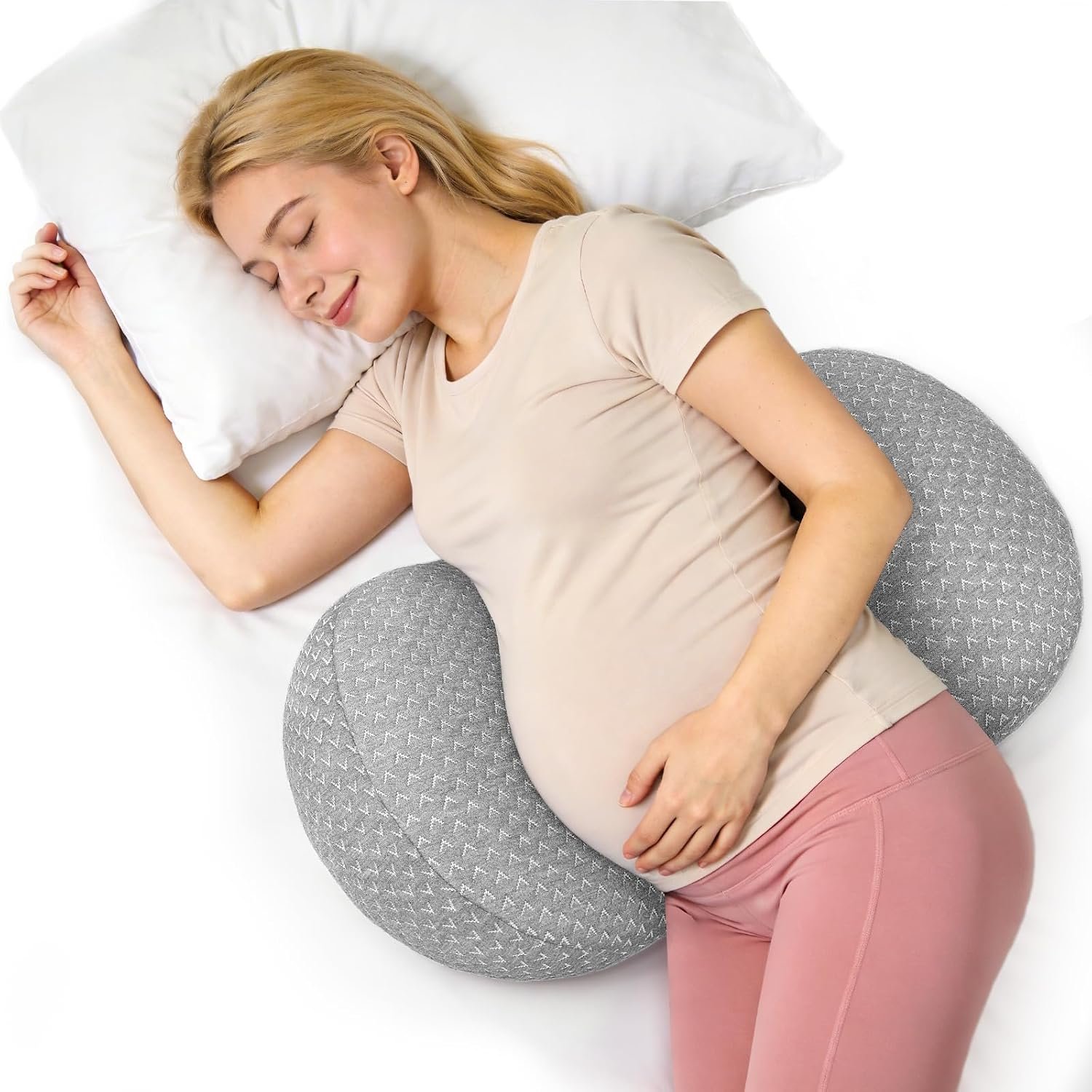 Pregnancy Wedge Pillow for Sleeping, Adjustable Maternity Pillow for Side Sleepers, Supports Back, Belly & Hip, Ideal for Pregnant Women, Rayon Made from Bamboo Removable Cover, Grey (Regular)
