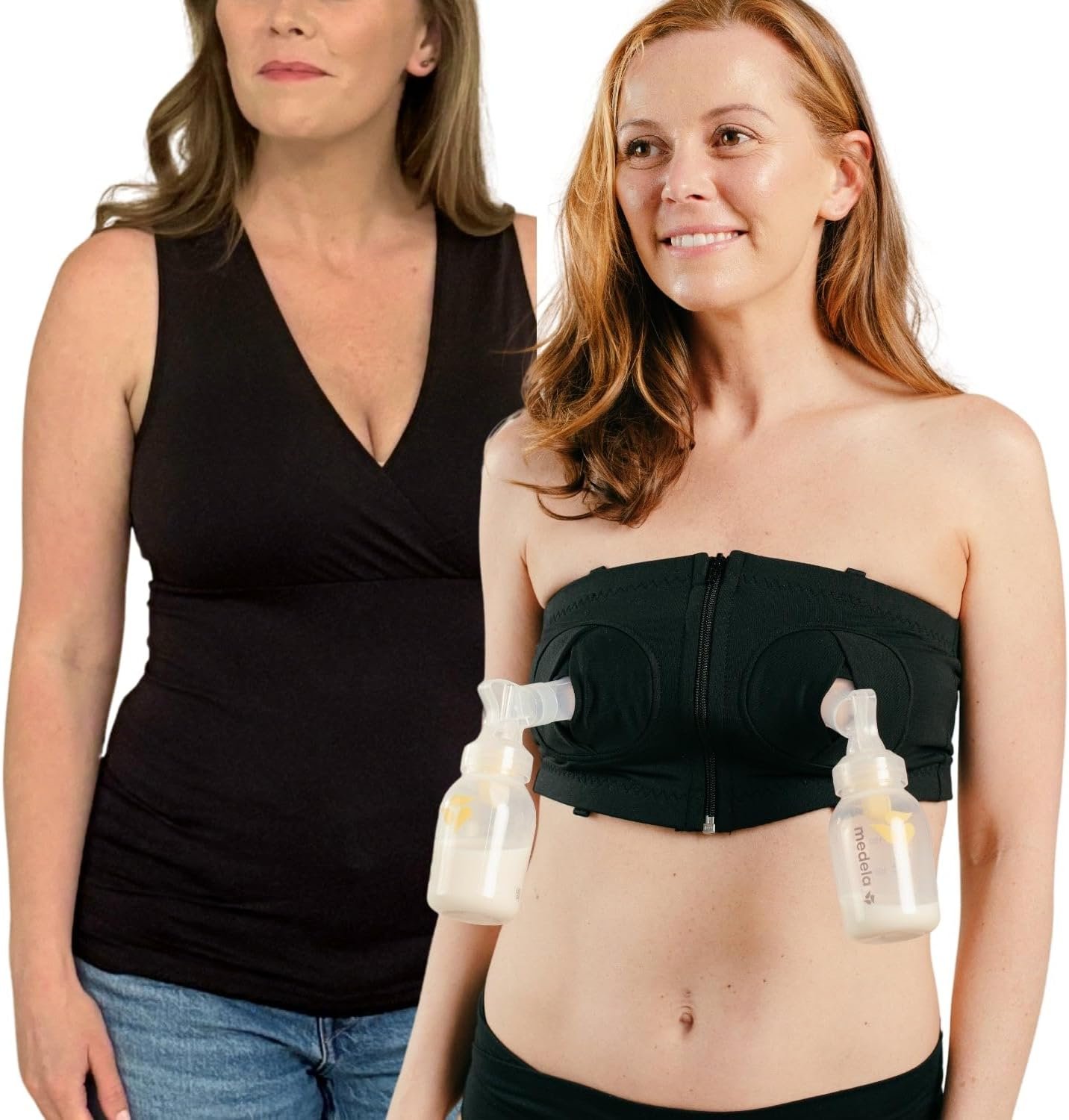 Hands-Free Pumping Bra + Tank – Comfortable, Adjustable, Customizable – Converts Any Nursing Bra to a Pumping Bra