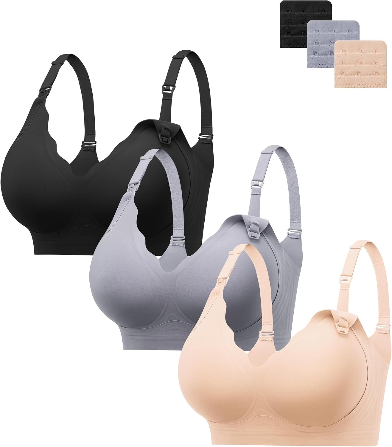 HBselect Nursing Bras for Breastfeeding 3PCS Comfort Jelly Maternity Bras Seamless Wireless Push Up Pregnancy Bralettes
