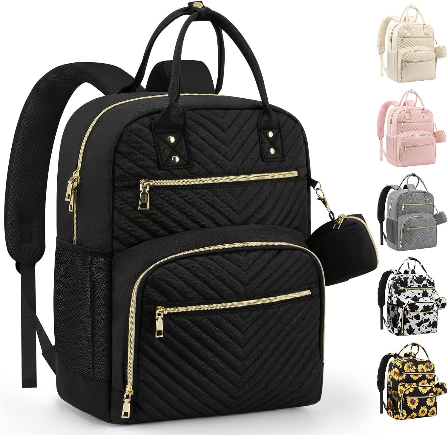 Pritent Diaper Bag Backpack,Baby Essentials Diapers Bag with Pacifier Case,Multipurpose Stylish Large Capacity Travel Backpack for Baby Girl/Boy(M-Black)