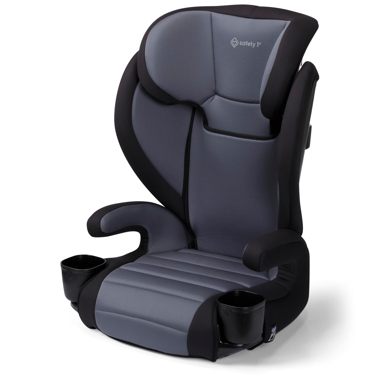 Safety 1st Grow and Go 2-in-1 Booster Car Seat with ComfortWings, Converts High-Back to Backless, 19″ Wide, Slim Design, Lightweight, Foldable, Easy-Clean, Cup Holders, 40-100 lbs, Black Sand