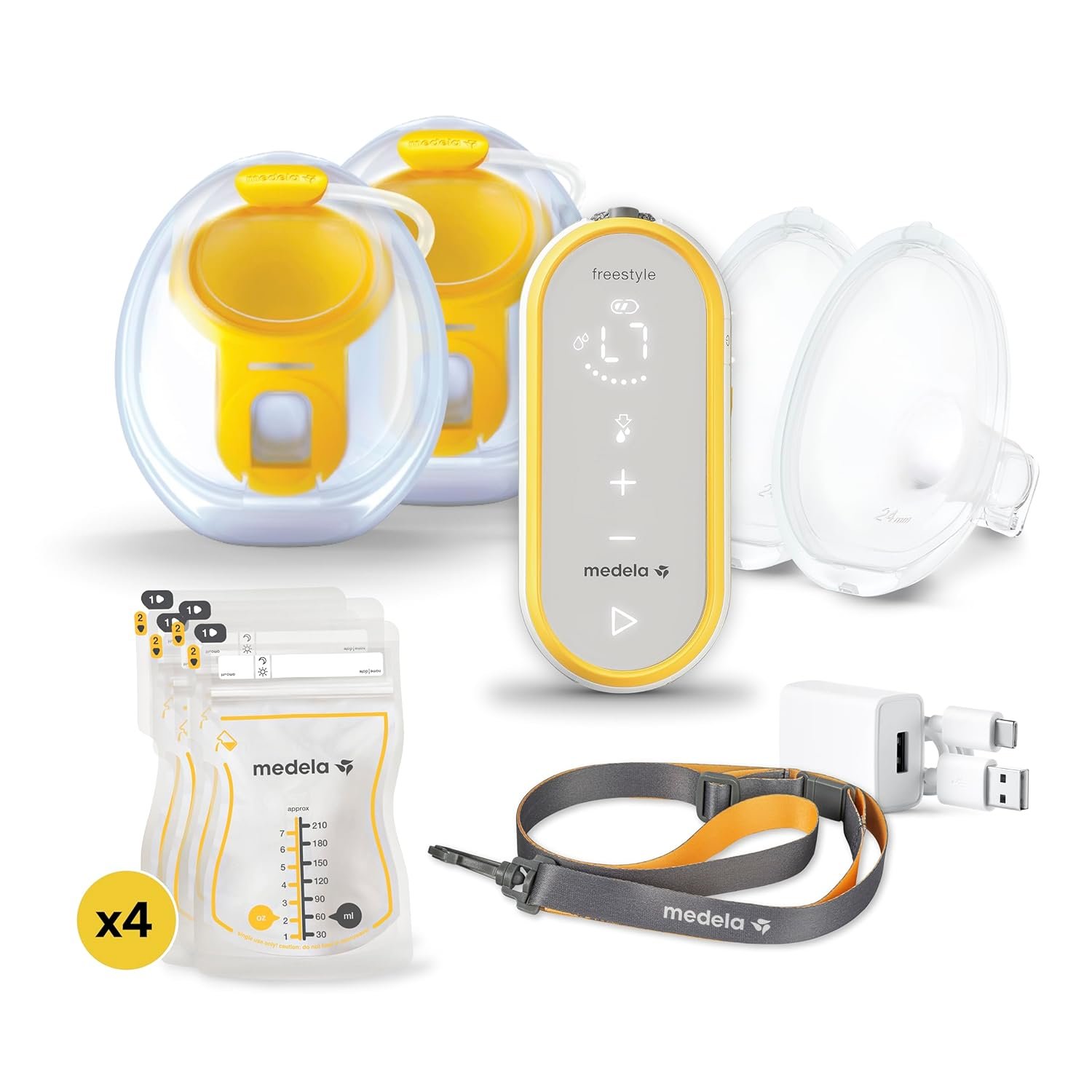 Medela Freestyle Hands-Free Double Electric Breast Pump with Wearable Cups, Rechargeable Battery, App Connectivity, Portable and Discreet Design