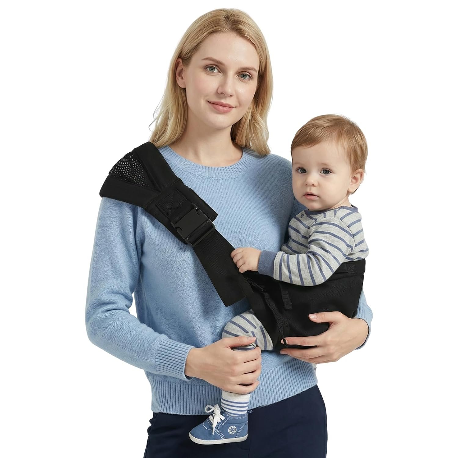 Baby Sling Carrier Newborn to Toddler, Adjustable Toddler Carrier Sling Baby Carrier Toddlers Sling Carriers Hip Carriers for 8-40lbs, Black