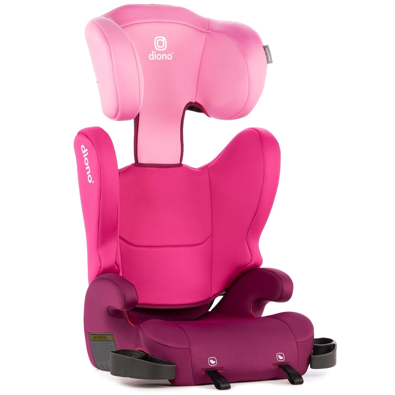 Diono Cambria LE, 2-in-1 Belt Positioning Booster Seat,Backless and High-Back Booster seat for Children from 40—120 lb,17″ Wide,6 Headrest Positions,Lightweight with Latch,Pink
